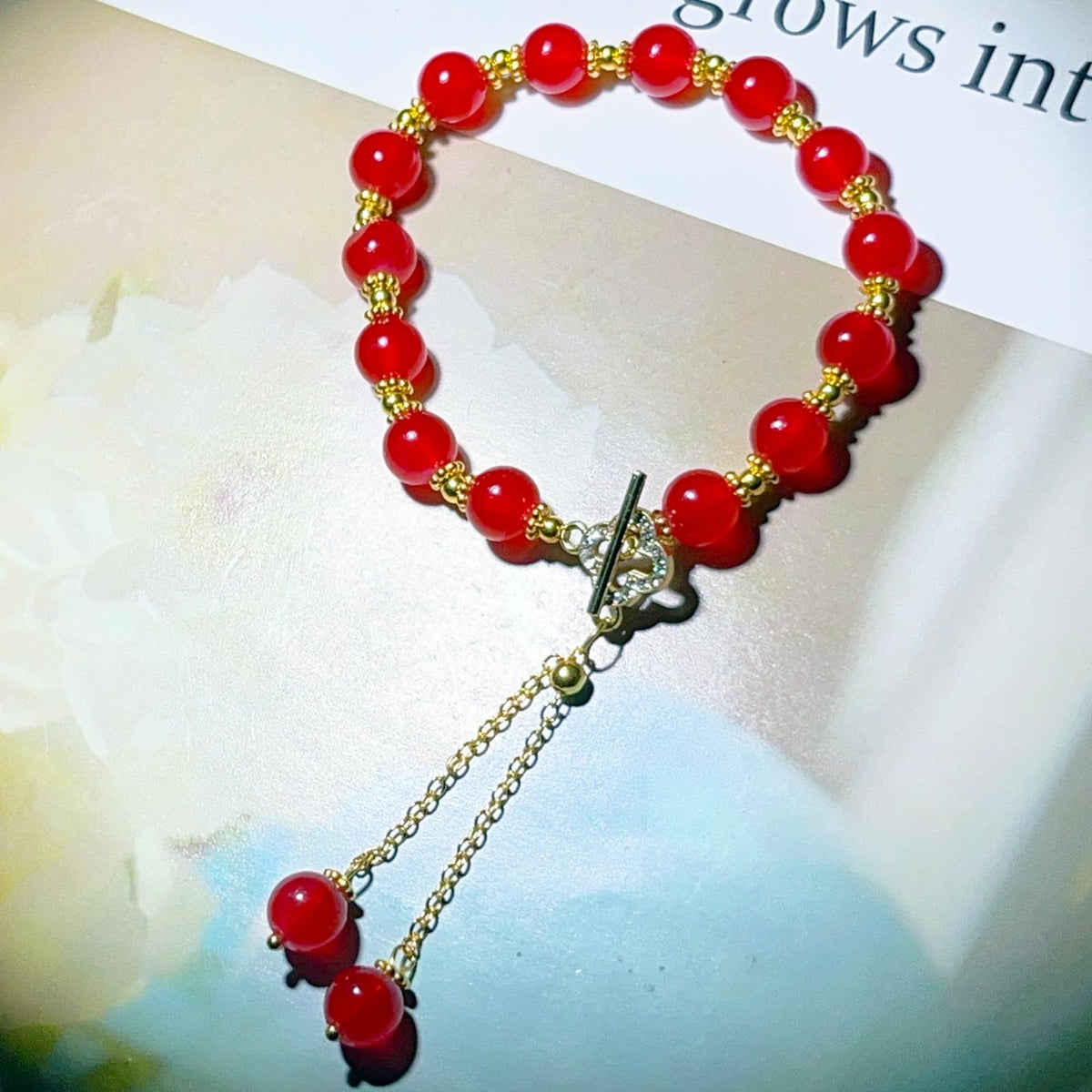 WETMT Vintage Red Beaded Bracelet for Women Maple Leaf Fall Bracelet Natural Red Jade Stretch Bracelet Gold Stretch Bracelet OT Clasp Bracelet Thanksgiving Autumn Jewelry