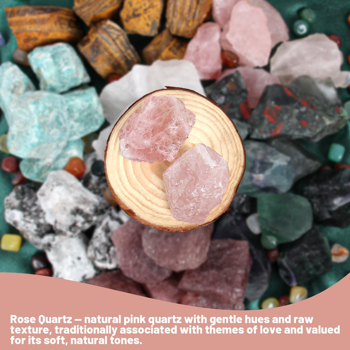1.1lb Bulk Raw Rose Quartz Stone Rough Crystal-Natural Raw Stones Crystal for Tumbling, Cabbing, Fountain Rocks, Decoration,Polishing, Wire Wrapping, Wicca & Reiki Crystal Healing
