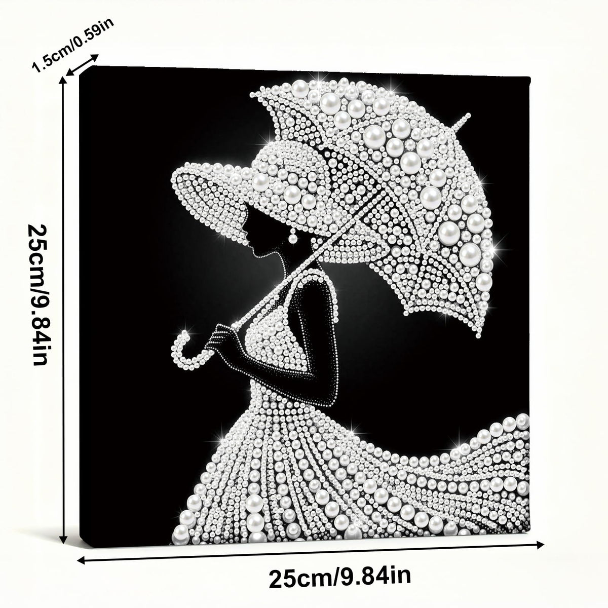 pigpigboss Umbrella Lady Diamond Painting Kit with Wooden Frame, Special Shaped Pearl Diamond Art for Adults Beginners Home Wall Decor (9.84 x 9.84 x 0.59 inches)