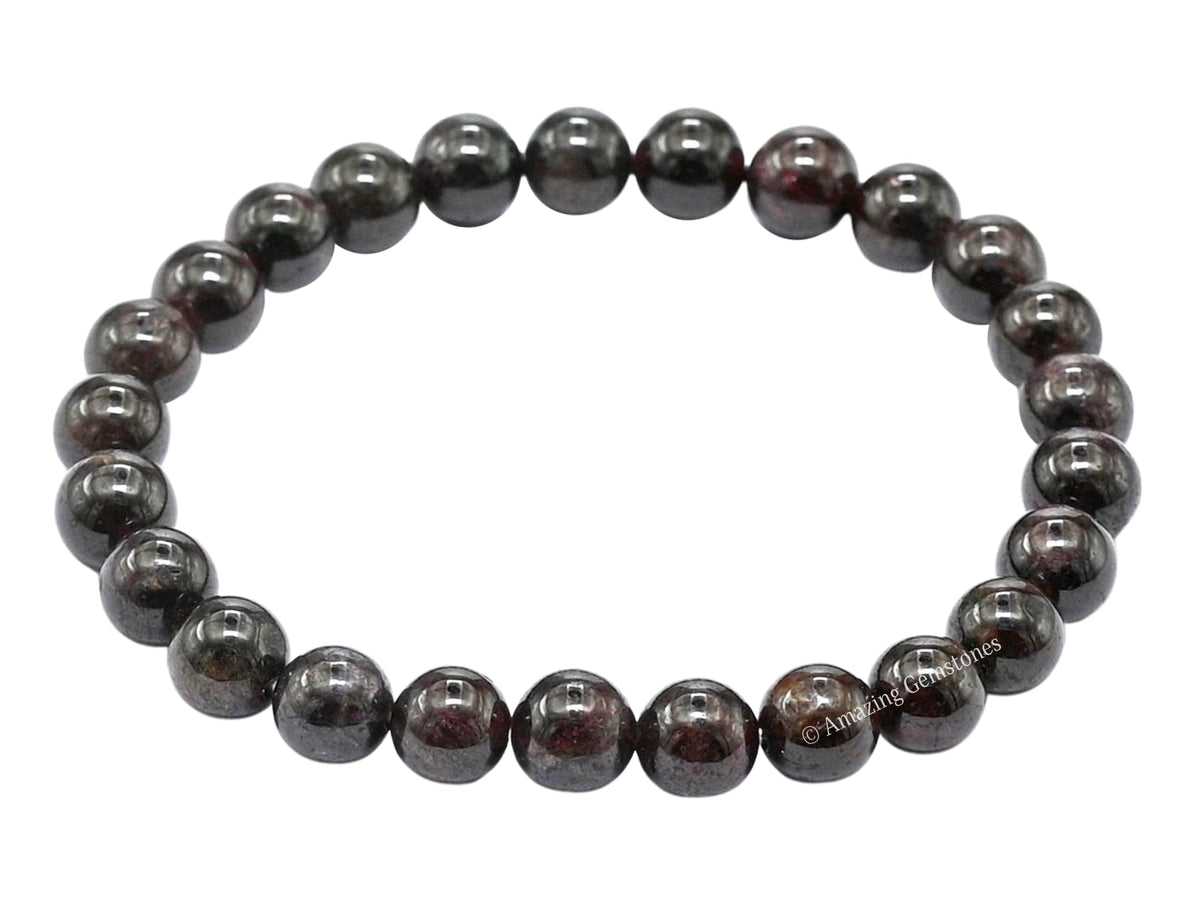 Amazing Gemstone Crystal Bracelet for Women Men's Gifts - Protection Healing Crystal Bracelet - 8mm Gemstone Beaded Stretchable Bracelet Pulseras Para Hombres Mujer Stocking Stuffers Mothers Day Gift (Garnet)