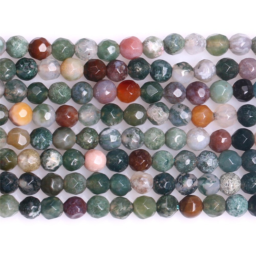 Indian Agate Beads for Jewelry Making Natural Gemstone Semi Precious 4mm Round Faceted 15" JOE FOREMAN