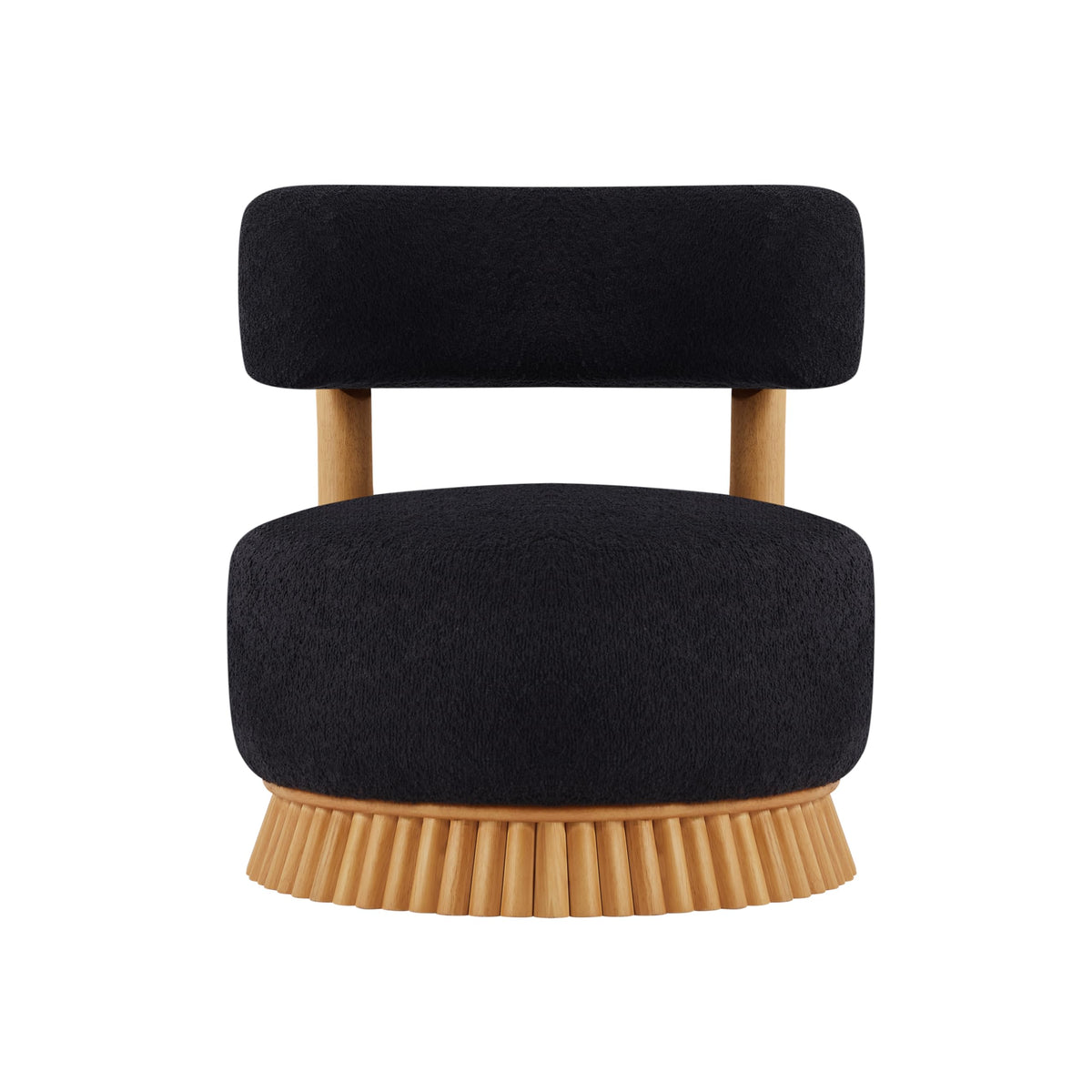 Christopher Knight Home Eloise Modern Accent Chair for Living Room, Boucle Upholstered Single Lounge Sofa Chair with Wooden Frame, Comfy Reading Chair for Bedroom, Black+Natural