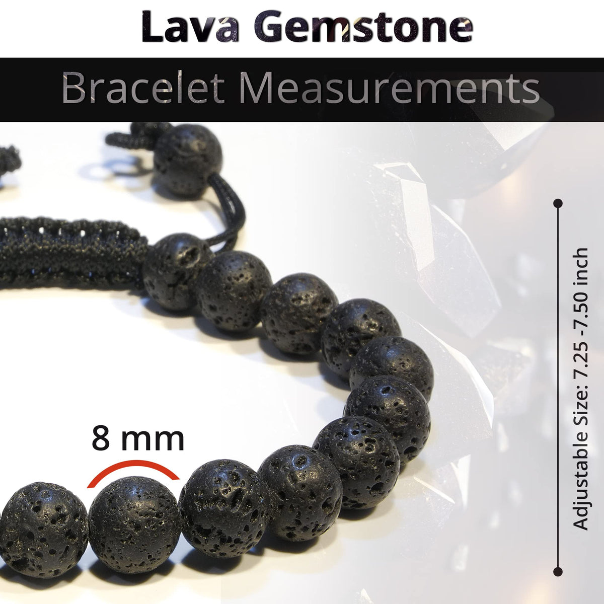 ANAYA AGATE Lava Rock Chakra Bracelet - Energy Protection Crystal Handmade Adjustable Bead Bracelet Perfect for Men, Women’s Christmas Gift - Gemstone Healing Stretch Pulsera Para Hombre Mujer Stocking Stuffer