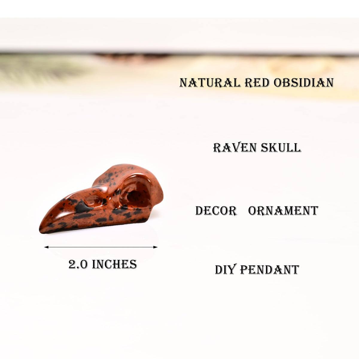 DZJXBZhu Red Obsidian Raven Skull Figurine Crystal Healing Stone Spiritual Meditation Pocket Figurine Natural Gemston Hand Carved Polished Home Room Office Desk Decoration Gift Collect