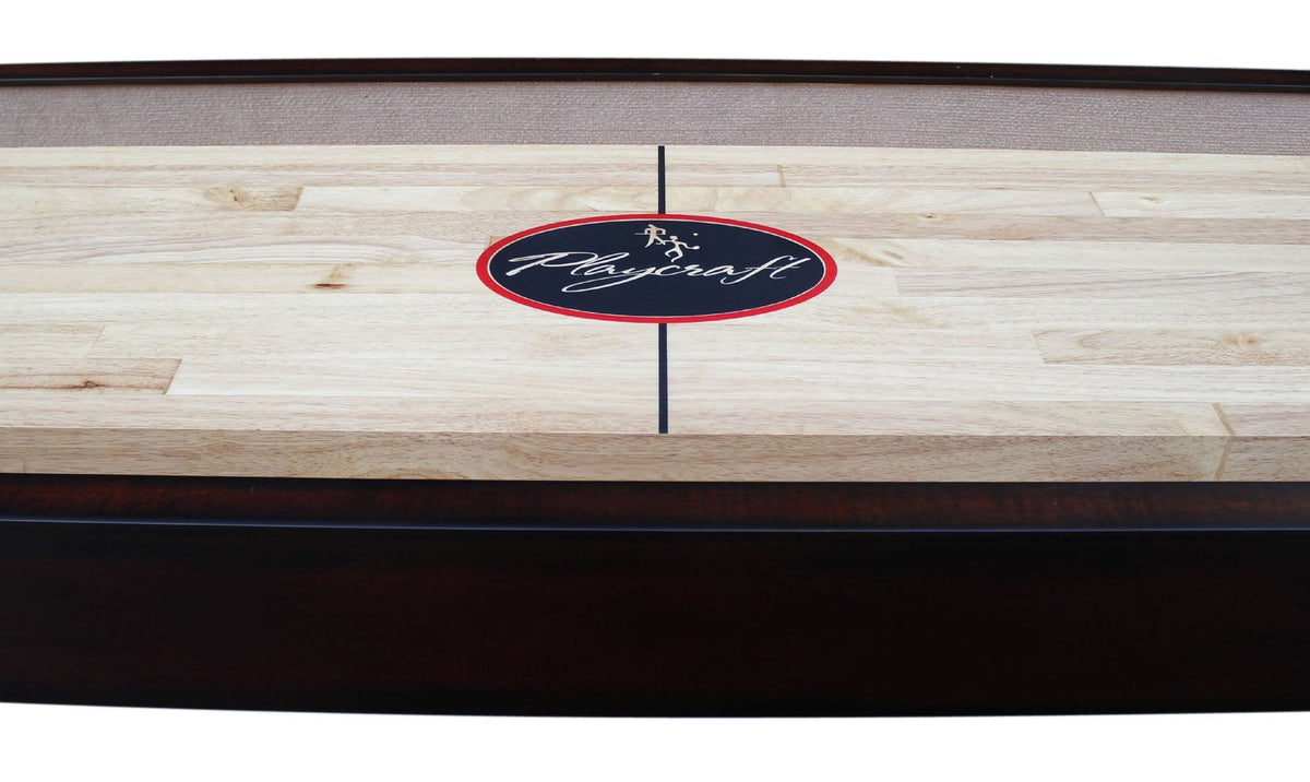 Playcraft Georgetown Shuffleboard Table with Storage Cabinet - Shuffle Board Game Table with Matching Abacus, 8 Pucks, Brush & Wax - Pro Climate Adjusters - Hand-Stained Espresso Finish - 14ft
