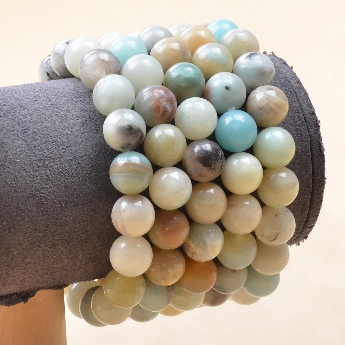 MASSIVE BEADS Mulitcolor Amazonite - Stone of Harmony - Handmade Yoga Stretch Elastic Bracelet Natural Stone Crystal Healing Power Energy Gifts for Unisex Adult 10mm