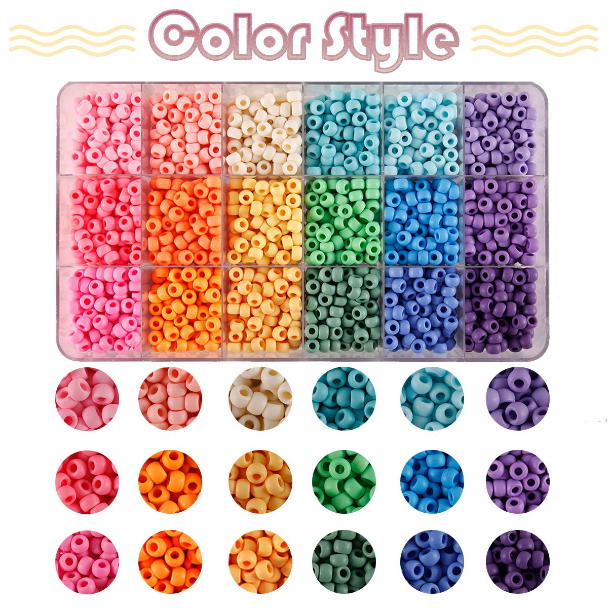 MAKERSLAND 2600+pcs Pony Beads Kit, 18 Color Rainbow Kandi Beads Set, Multicolor Matte Plastic Jewelry Making Kit for DIY Craft Friendship Bracelet Necklace Key Chain