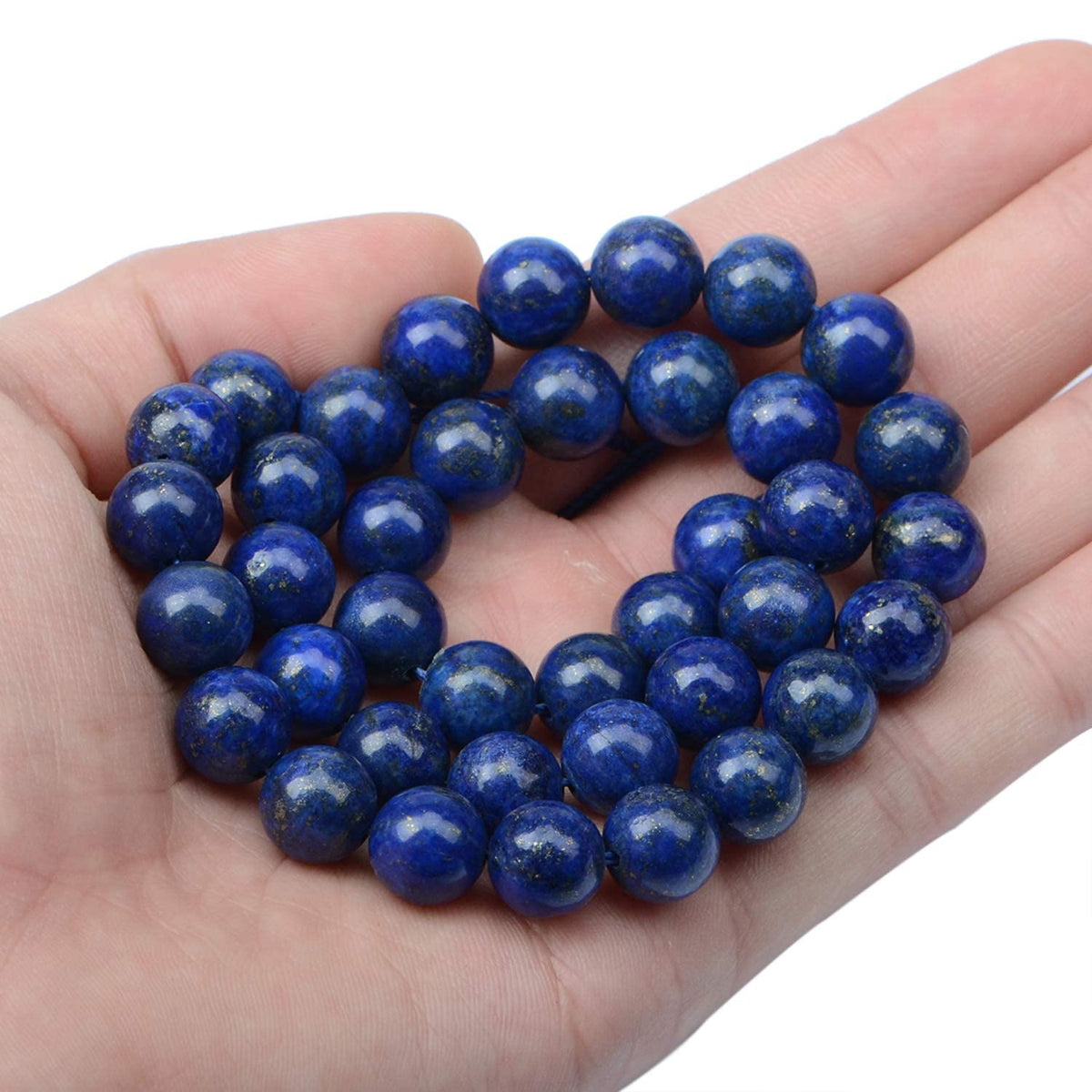 AD Beads Natural Gemstone Round Loose Beads 15" for Bracelet Necklace Earrings Jwelery Making Crafts DIY (10mm, Blue Lapis)
