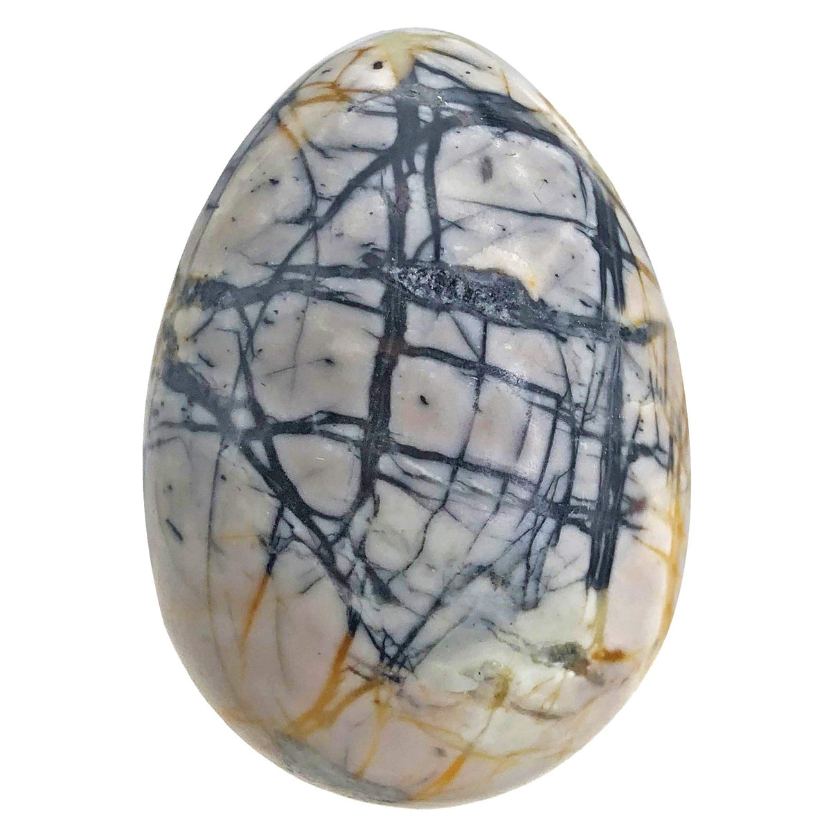 favoramulet Polished Stone Egg for Easter Day, Palm/Pocket/Worry Enegry Healing Crystal Display Sphere Figurine Fengshui, Picasso Jasper 1.8" x 1.3"