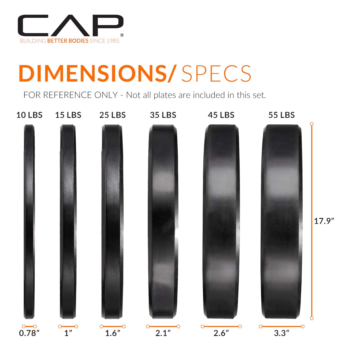 CAP Barbell 260 lb Elite Olympic Plate Set with Traditional Plate Rack & Barbell Storage | 6 Weight Posts + 4 Barbell Holders
