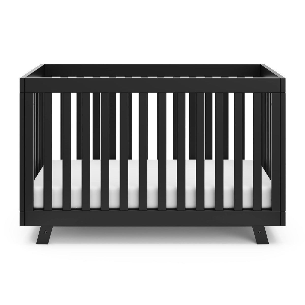 Storkcraft Beckett 3-in-1 Convertible Crib – GREENGUARD Gold Certified, Fits Standard Crib Mattress, Converts to Toddler Bed and Daybed, 4 Mattress Heights, Grow-with-Me Design (Black)