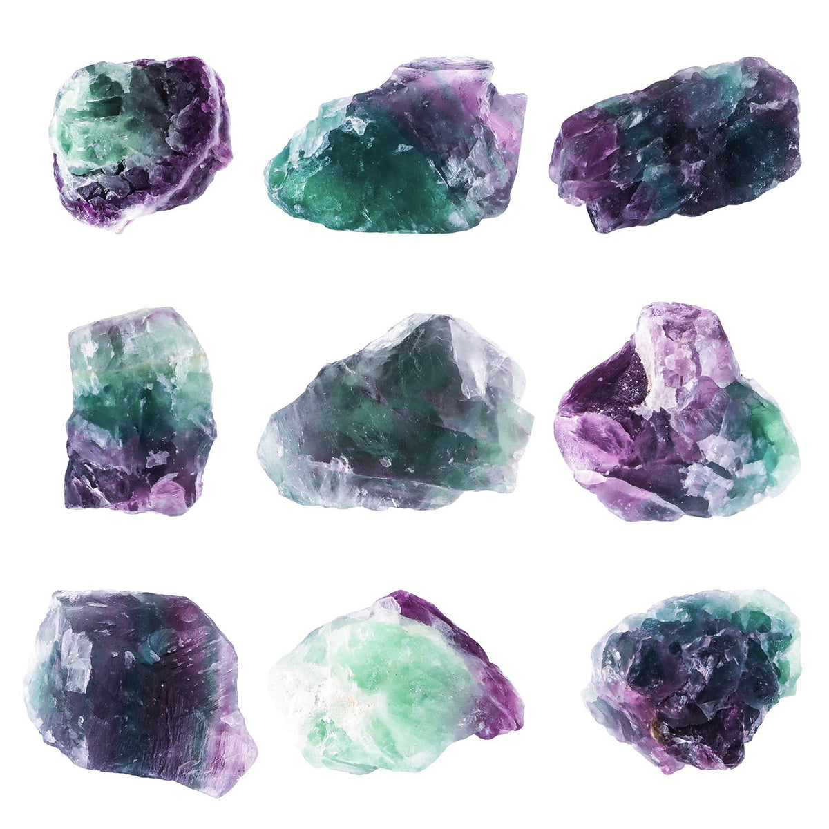 1 Lb Large Rough Fluorite Stone Raw Fluorite Crystal Stone Natural Rainbow Fluorite Purple Fluorite Healing Stones for Tumbling, Wire Wrapping, Wicca Reiki, Meditation