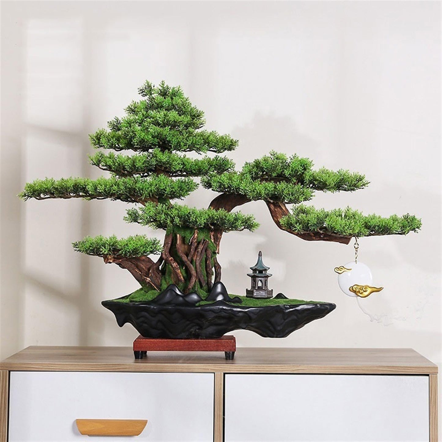 UHRLGHS Artificial Bonsai Tree Hotel Living Room Desktop Ornaments Simulation Tree Bonsai Modeling High-end Luxury Fake Greenery Landscaping Artificial Bonsai Tree