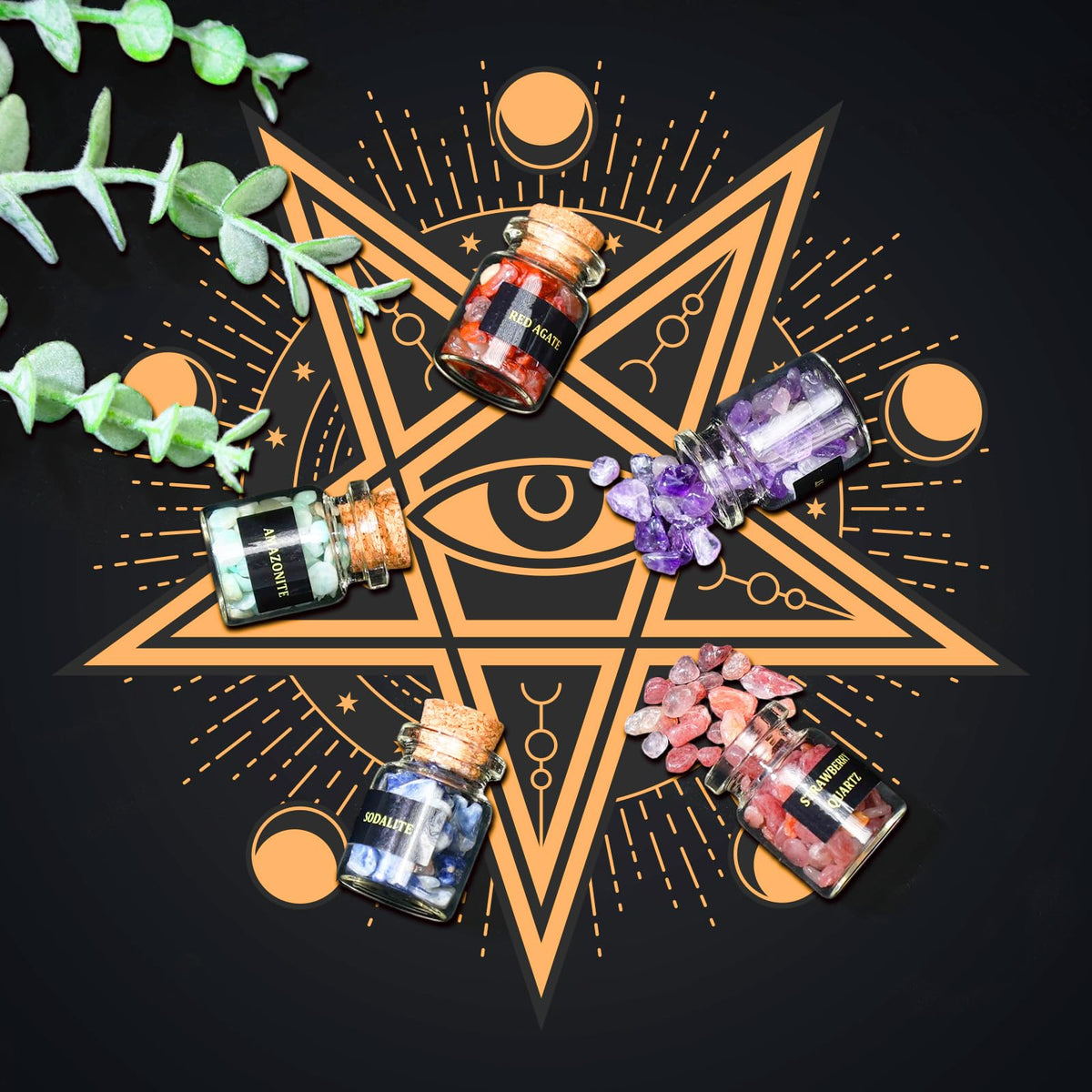 24 PCS Crystals and Healing Stones - Healing Crystal Chips for Witchcraft Supplies Witch Stuff Witch Gift for Beginners Reiki Crafts for Energy Balancing Meditation Therapy