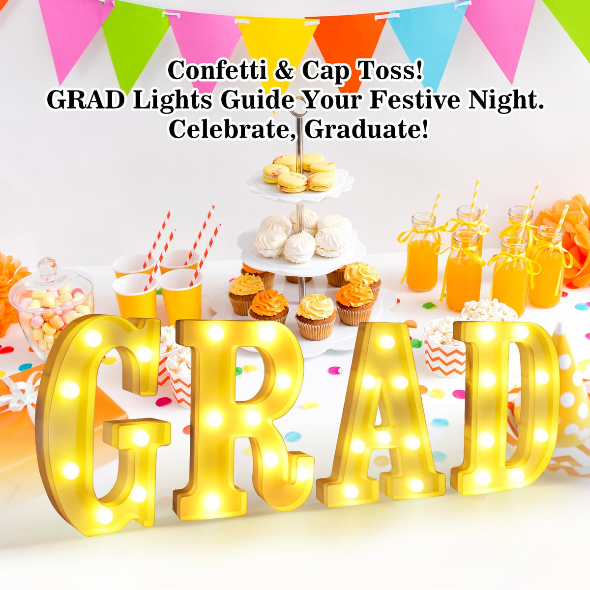 LED Light Up Letters GRAD Sign for Graduation Party Decorations 2025,Congrats Grad Yard Signs,Table Decorations,Grad Letters & Party Supplies for Graduation Celebrations
