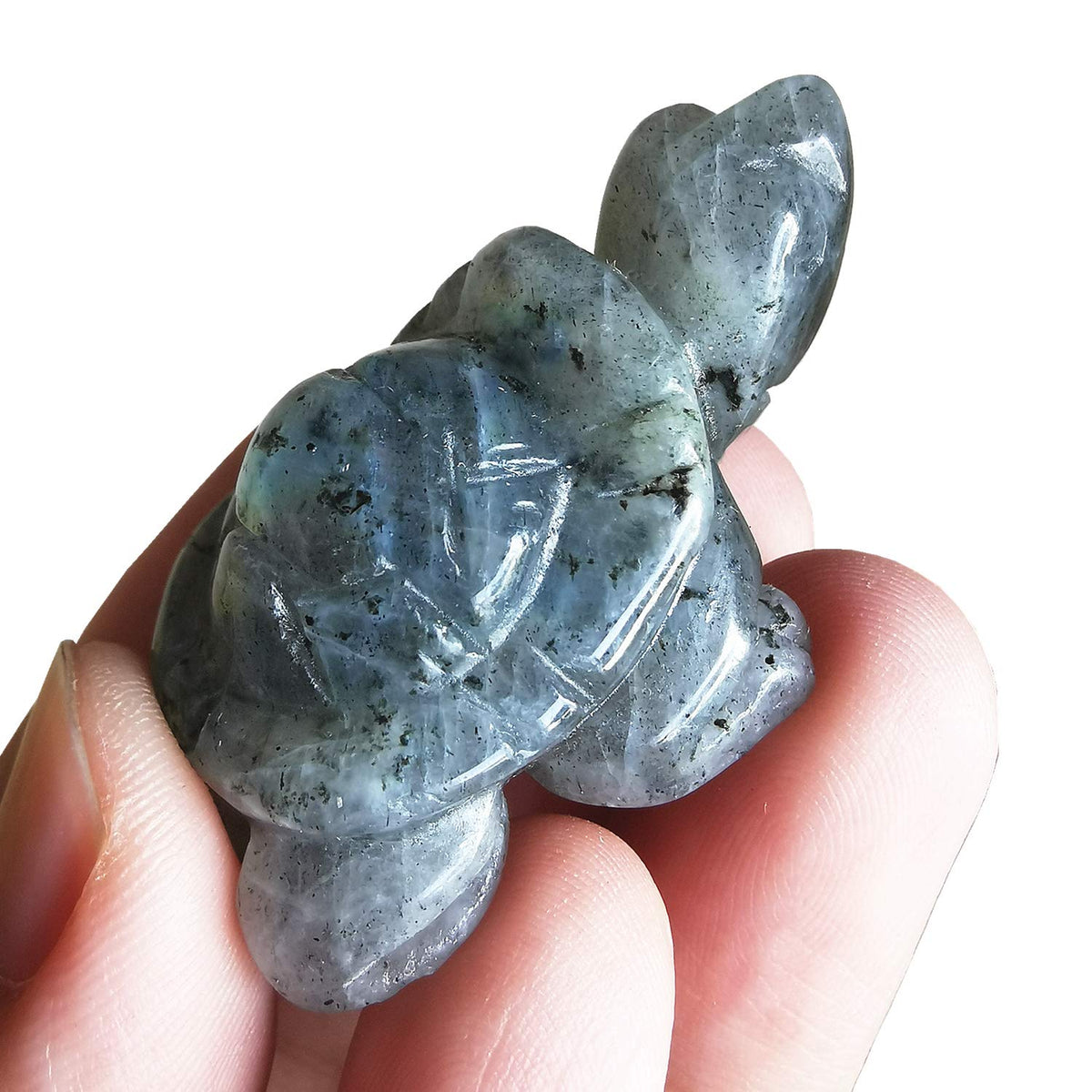 Gemgogo 2 Pcs White Moonstone Crystals and Healing Stones Tortoise, 1.5 Inches Reiki Pocket Gemstone Figurines Room Decor Gemstone