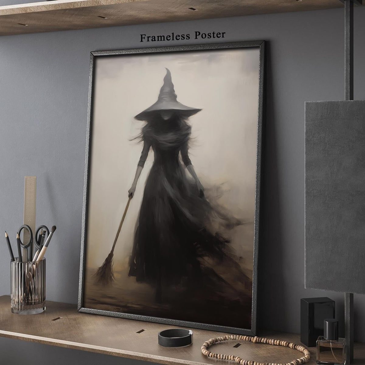 Dthllay Dark Gothic Witch Wall Art Canvas Vintage Rustic Poster, 16x24inch No Frame