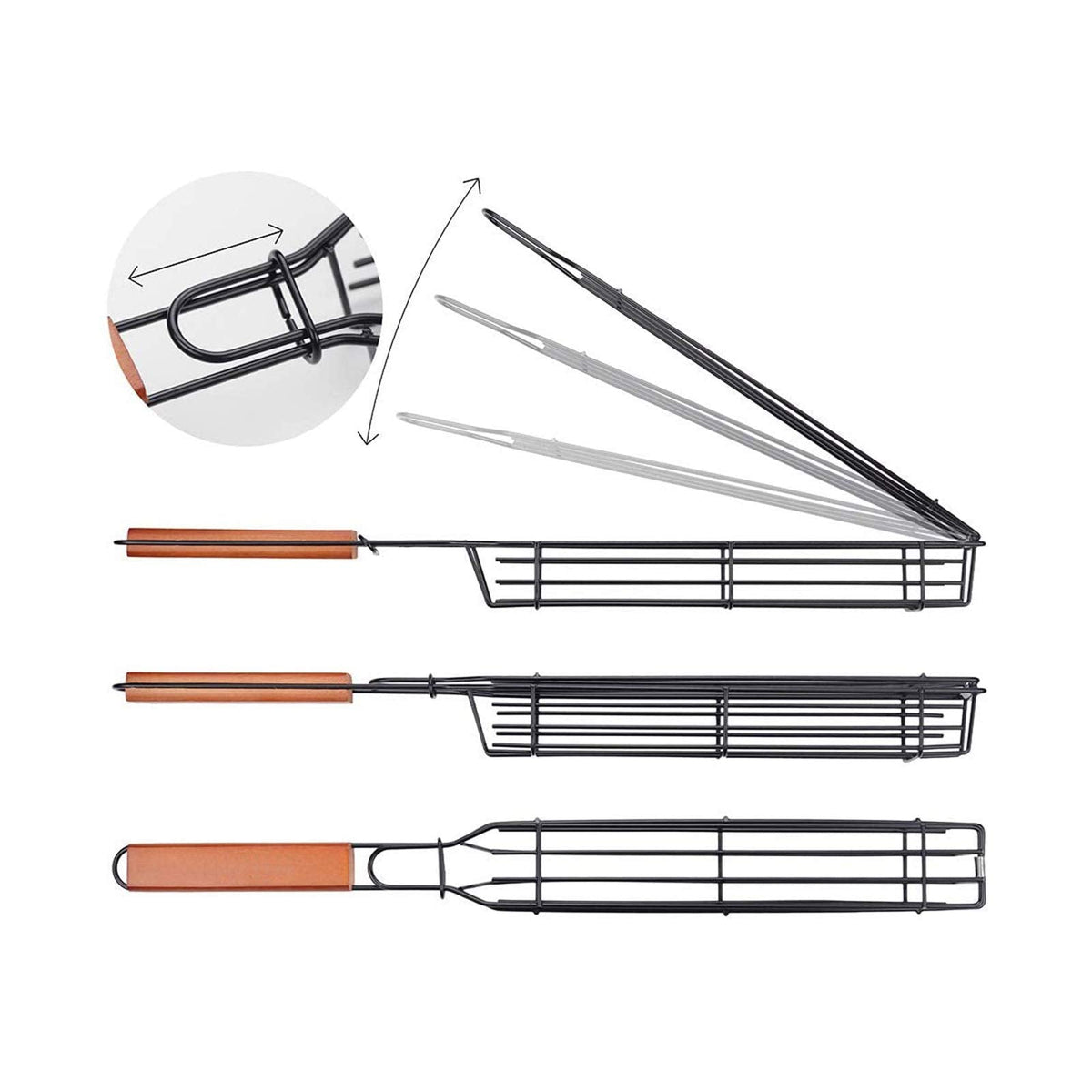 Kabob Grilling Baskets, BBQ Grill Accessories Set of 4 with 12" Stainless Steel Hot/Cold Smoker Tube, BBQ Smoker Rotisserie Basket for Grilling Vegetables