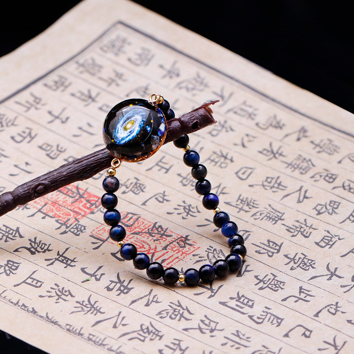 Day Day Up Blue Tiger's Eye Stretchy Bracelet, Orgonite Energy Healing Crystal Beads, Elastic Chakra Jewelry (Style 6)