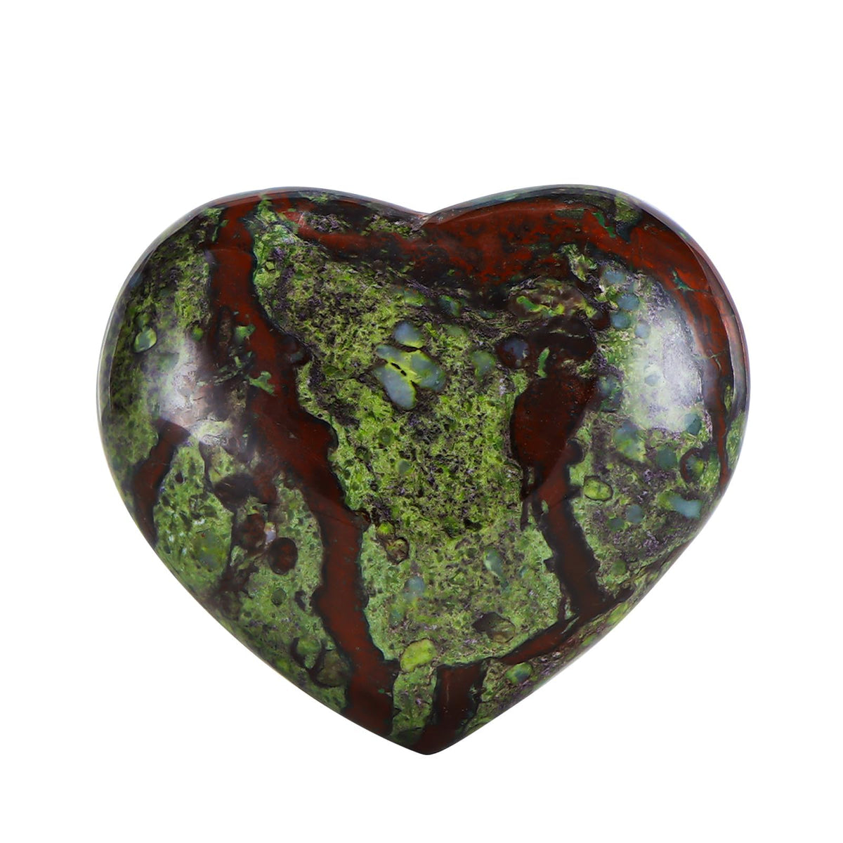 LEADGEM 50mm Dragon Blood Stone Heart Crystal Worry Stone for Anxiety Healing Crystals Heart Shaped Rock for Home Office Decoration