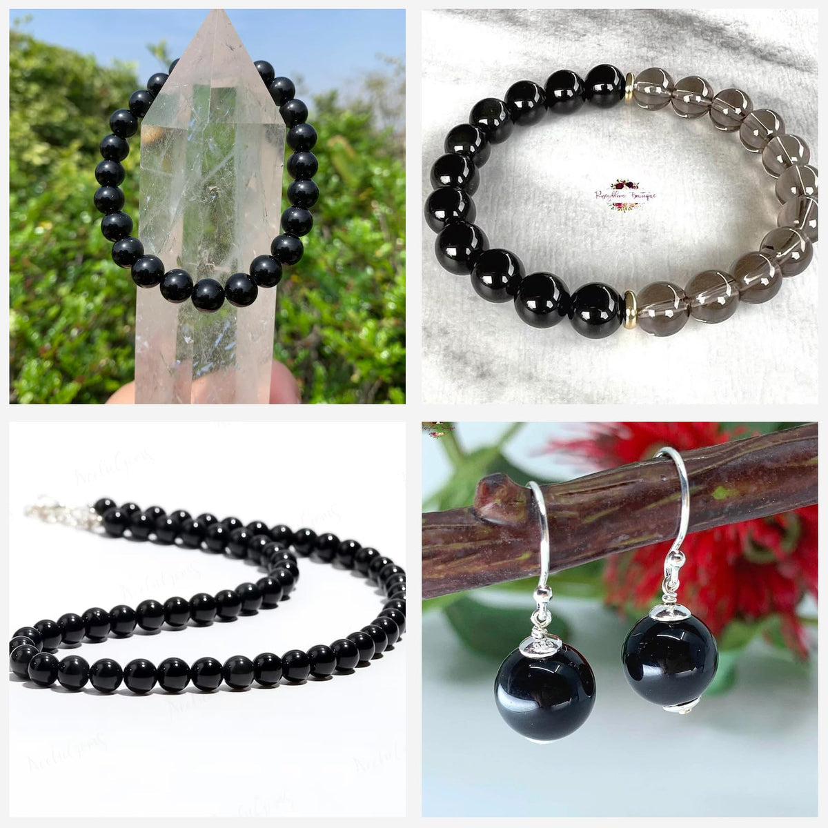 Risyfjew 50PCS 8mm Natural Black Obsidian Beads Gemstone Round Loose Beads for Jewelry Making Chakra Crystal Stone Beads for Bracelets Necklace Earrings Making Supplies (50pcs/Strand)