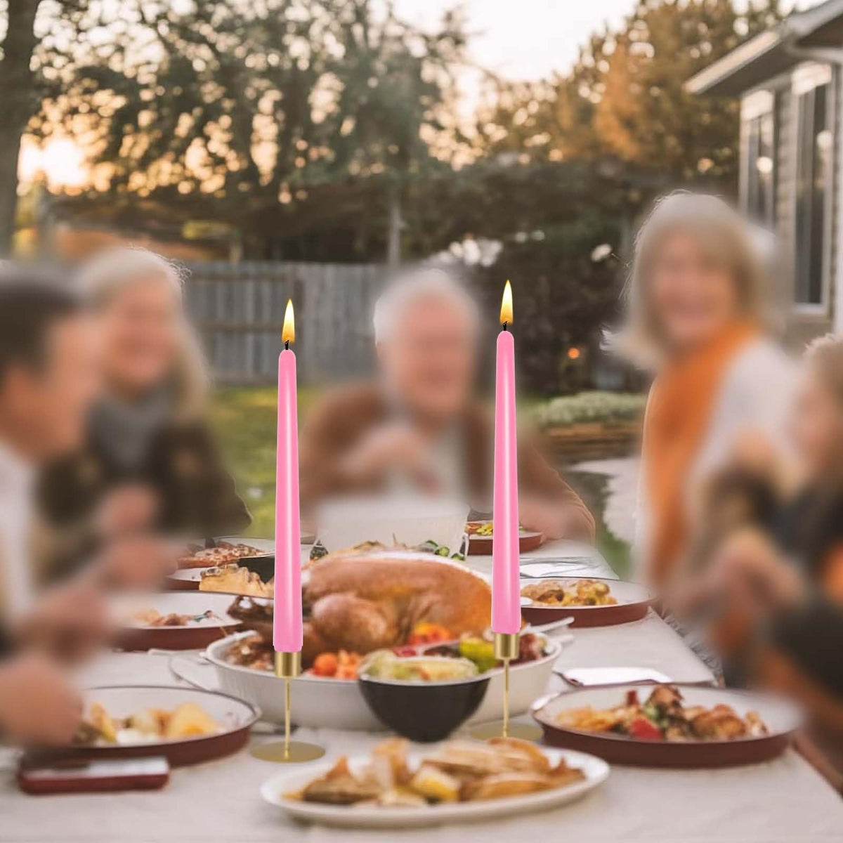 10 inch Gradient Taper Candles,Set of 4 Tapered Candle, Tall Candlesticks,Conical Stick Candles,Smokeless,Home Dinner, Party, Wedding, Halloween, Christmas (Pink, 10inch)