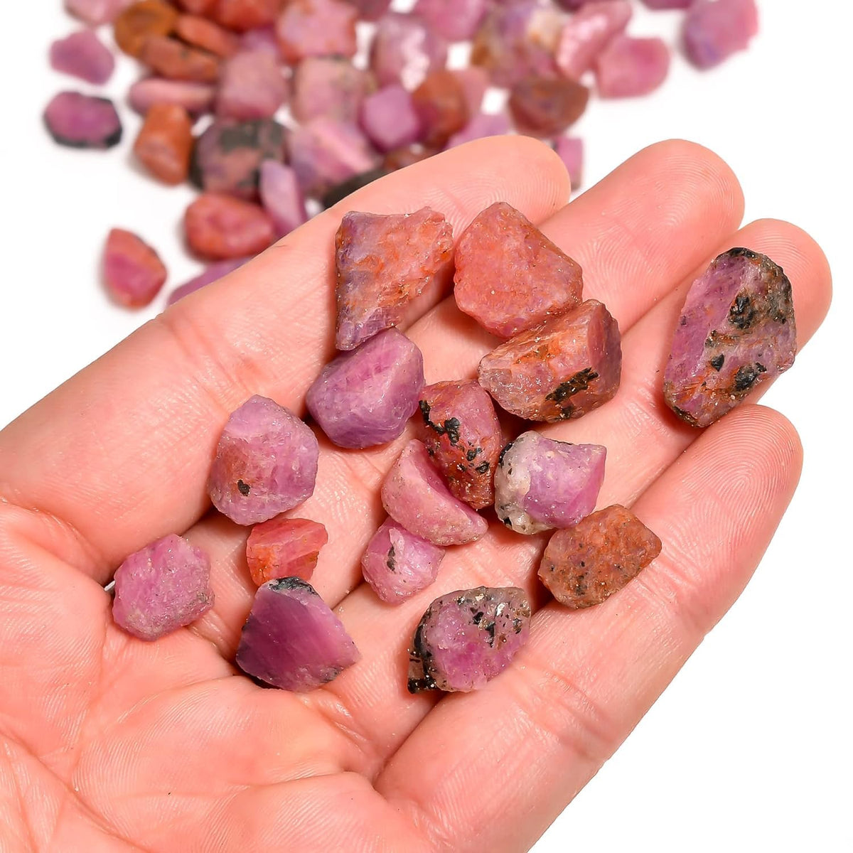 GEMKORA 100 carats Raw Pink Sapphire Crystals, Wholesale Lot, Natural Gemstone, Rough Crystals, Rock Stones, Jewelry Making Supplies, DIY & Crafts, September Birthstone, 8 to 10pcs