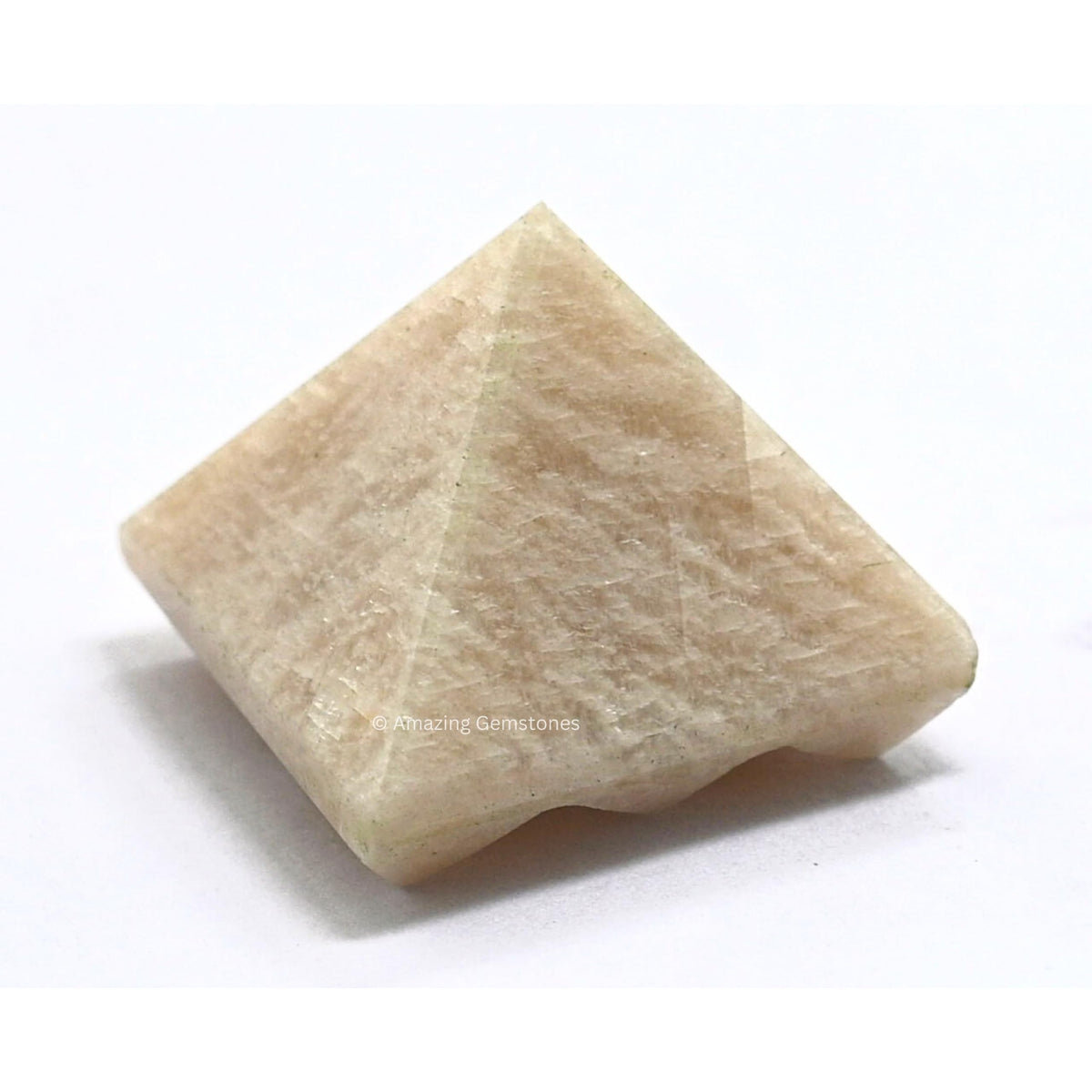 Amazing Gemstone Cream Moonstone Crystal Pyramid with 9 Pyramid Plate Bottom - 1" Mini Pyramid Figurine of Natural Stone Pyramid for Meditation, Reiki, Chakra Balancing Vastu Pooja and Crystal Grids