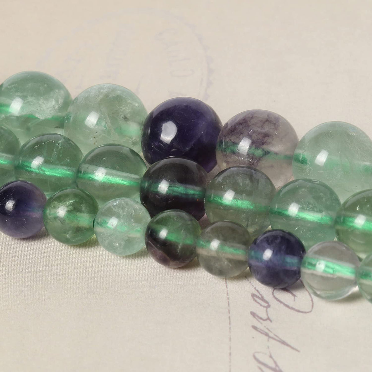 45pcs 8mm Natural Stone Beads Fluorite Beads Energy Crystal Power Gemstone for Jewelry Making, DIY Bracelet Necklace