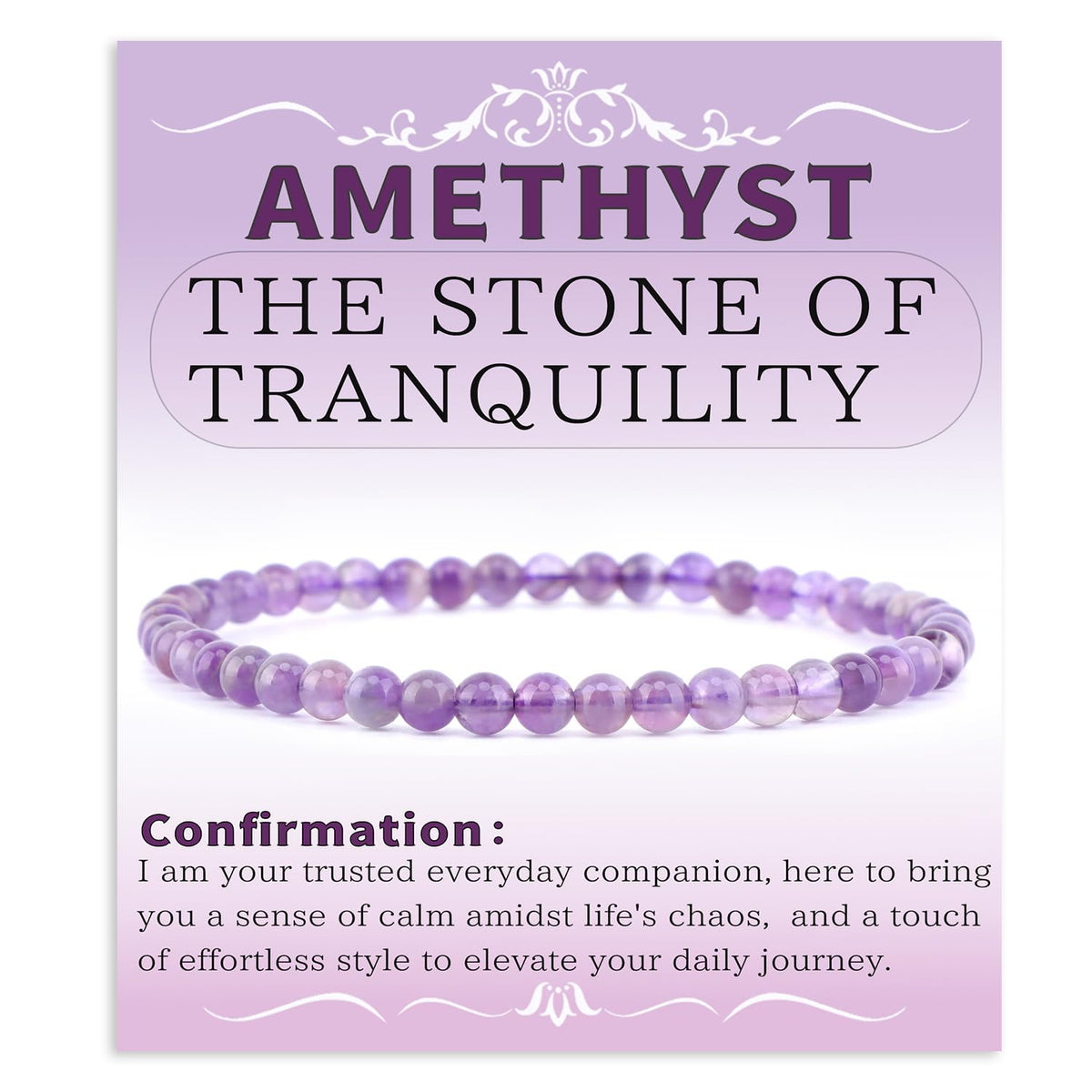 Bymitel 4mm Amethyst - Handmade Reiki Gemstone Stretch Bracelet, Natural Beauty & Spiritual Essence, Crystal Healing for Unisex Adults