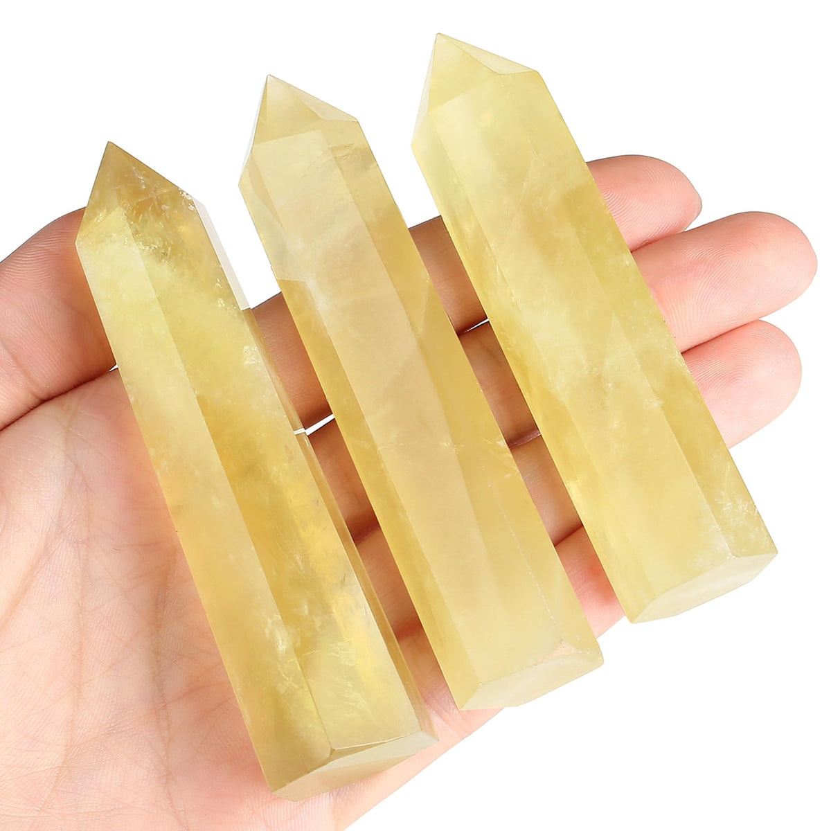 ZHIYUXI3.7-4" Citrine Crystal Yellow Crystal Wand Hexagonal Pointed Gemstones Healing Crystals Tower Stone 1 Pc Large Crystals Reiki Energy Balancing Meditation Therapy Decoration Gifts
