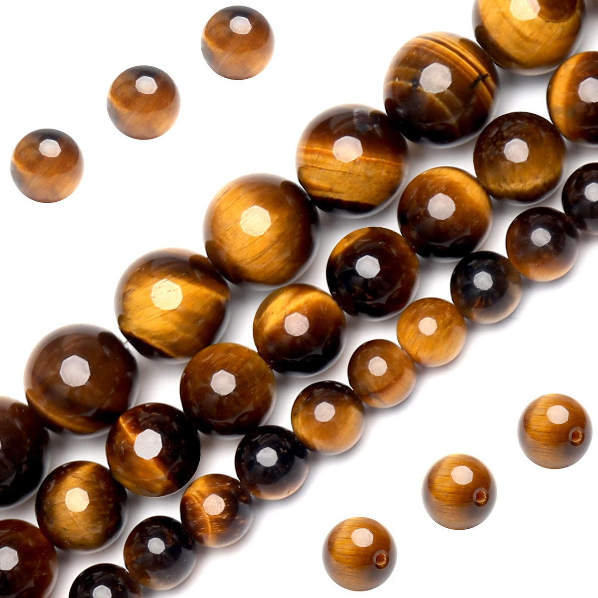 Natural Classic Tiger Eye Beads, Grade AAA Gemstone Round Loose Beads 10MM 40PCs Bulk Lot Options, Semi Precious Stone Beads for Jewelry Making