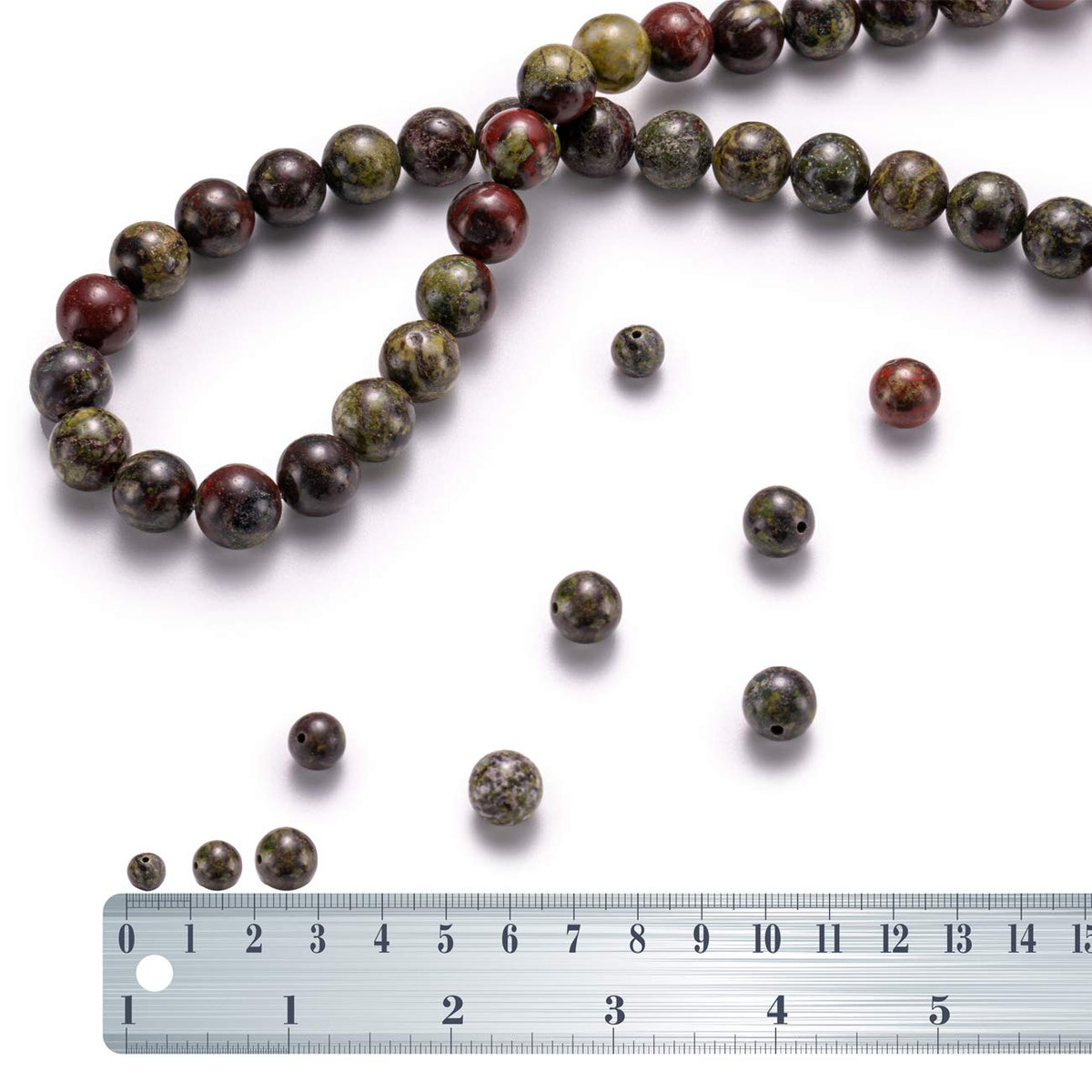 BEADIA Natural Dragon Blood Stone Round Loose Semi Gemstone Beads for Jewelry Making 6MM 61PCS