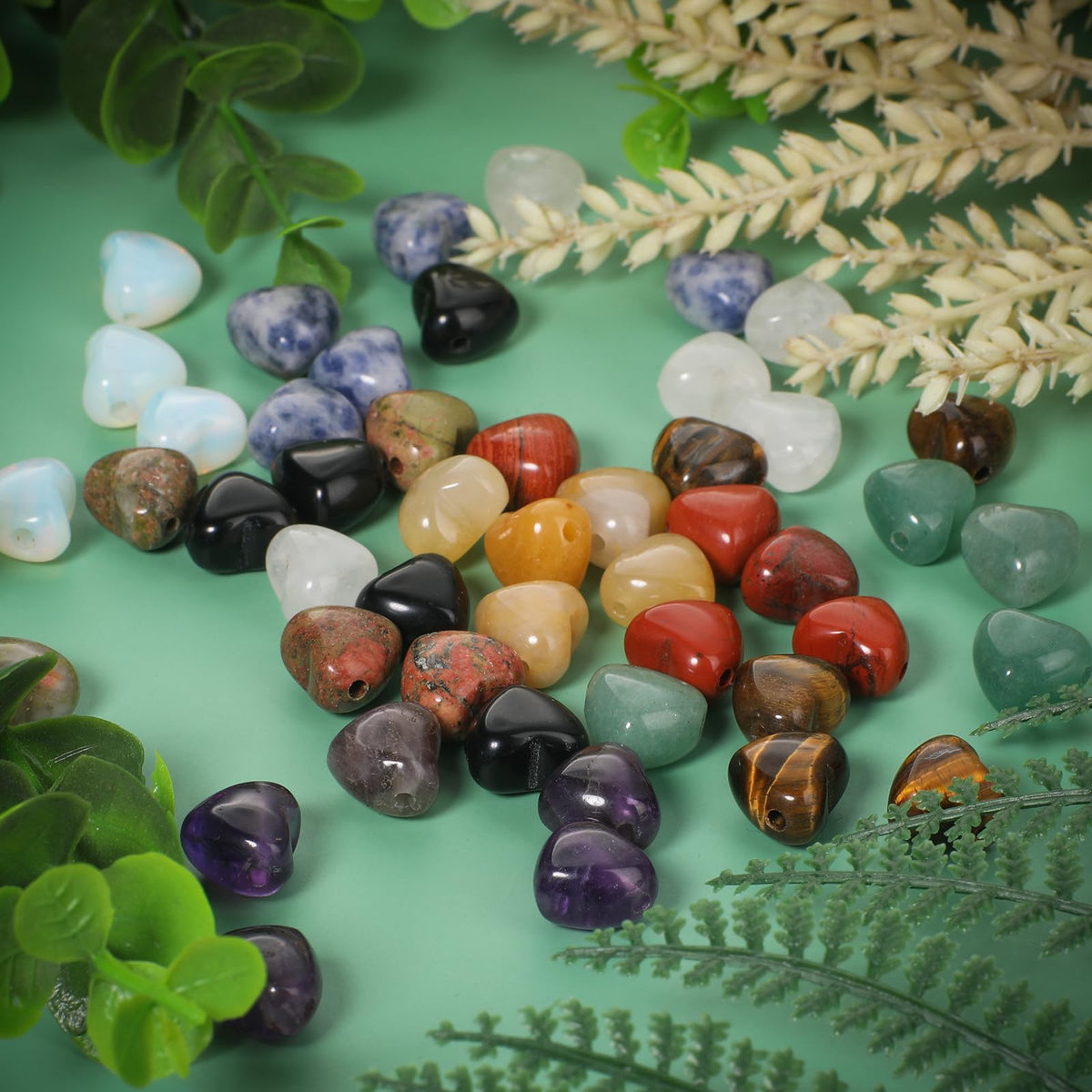 Yochus 5pcs Sodalite Natural Heart Stone Beads，12mm Healing Energy Gemstone for Jewelry Making Earring Necklace DIY
