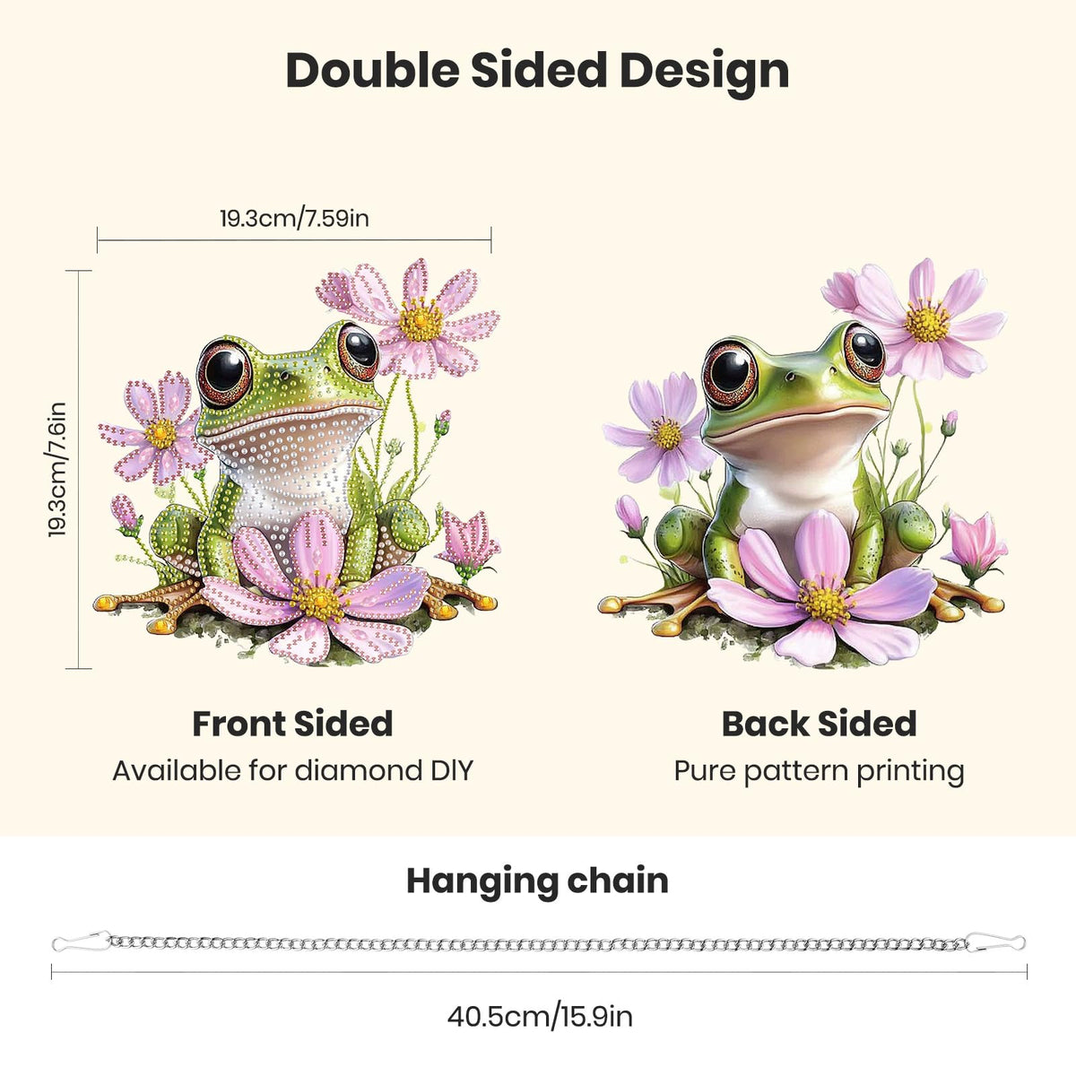 Hanging Diamond Art Kits for Adults Beginners, Frog Flower Diamond Painting Pendant Kit, DIY Acrylic 5D Special Shaped Crystal Diamond Gem Art Painting Hanging Ornament for Home Wall Decor and Gift