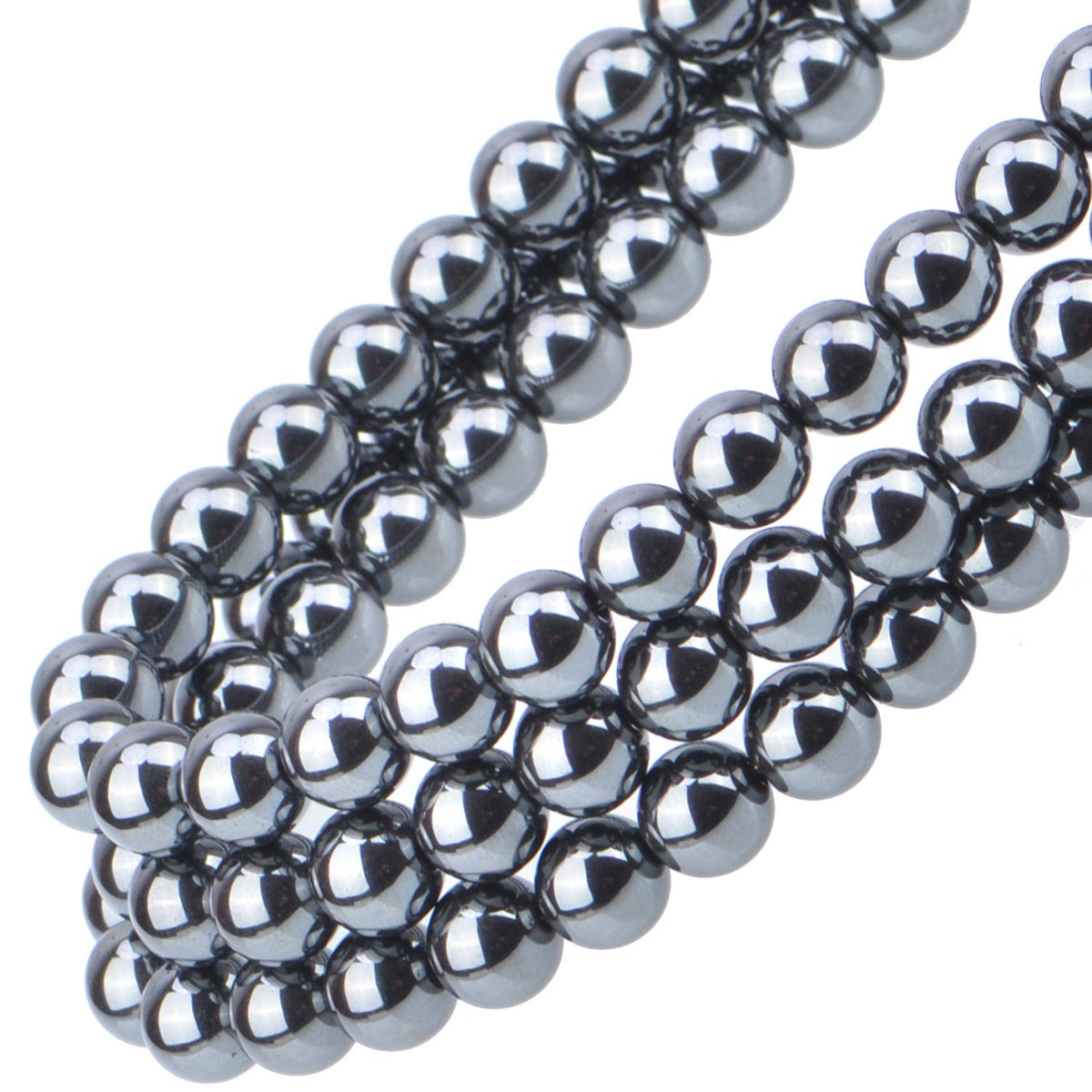 100Pcs Natural Crystal Beads Stone Gemstone Round Loose Energy Healing Beads with Free Crystal Stretch Cord for Jewelry Making (Hematite, 8MM)