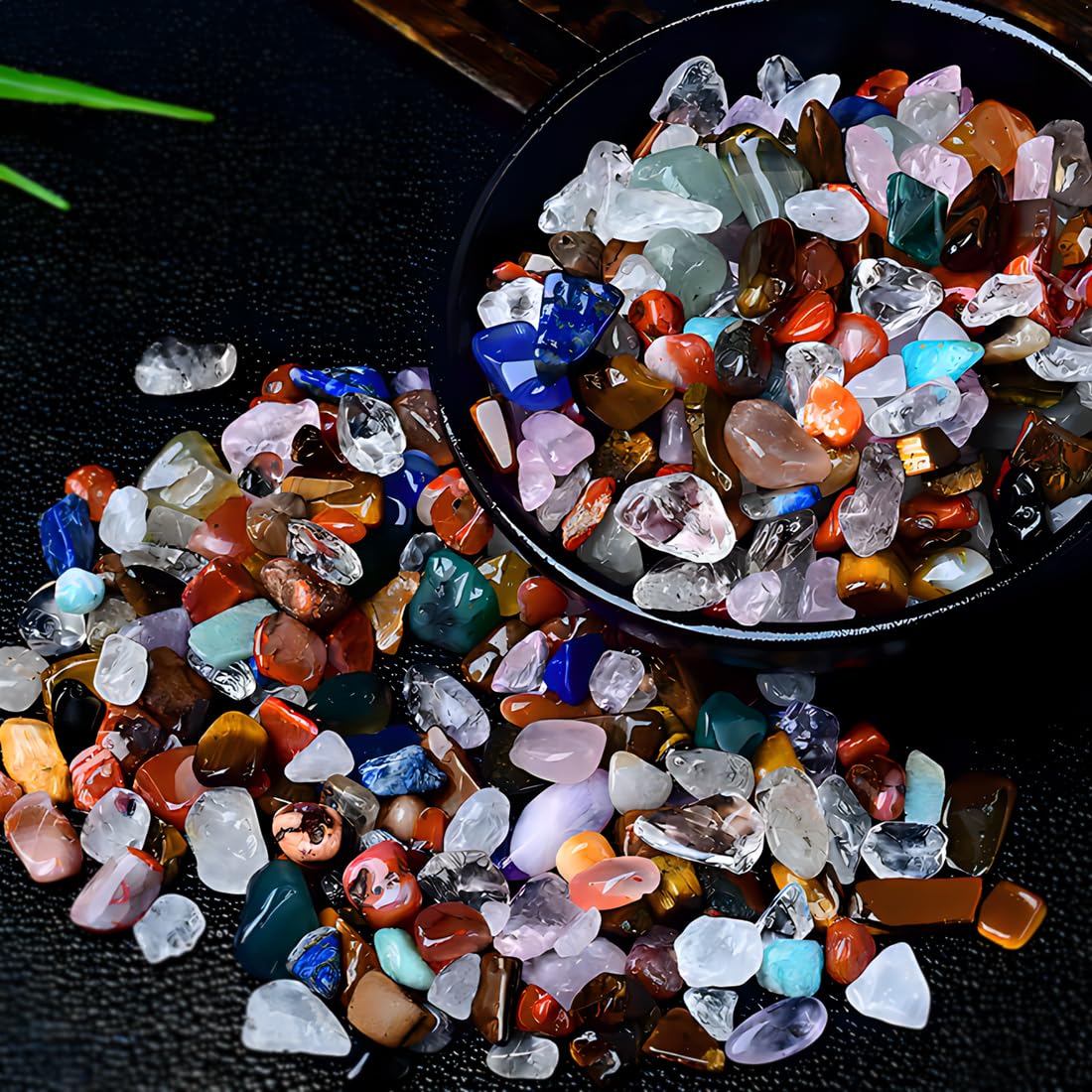500 pcs Natural Chip Stone Beads, Multicolor 5-8 mm Irregular Gemstones Healing Crystal Loose Bead for Jewelry Making Bracelet Crafting