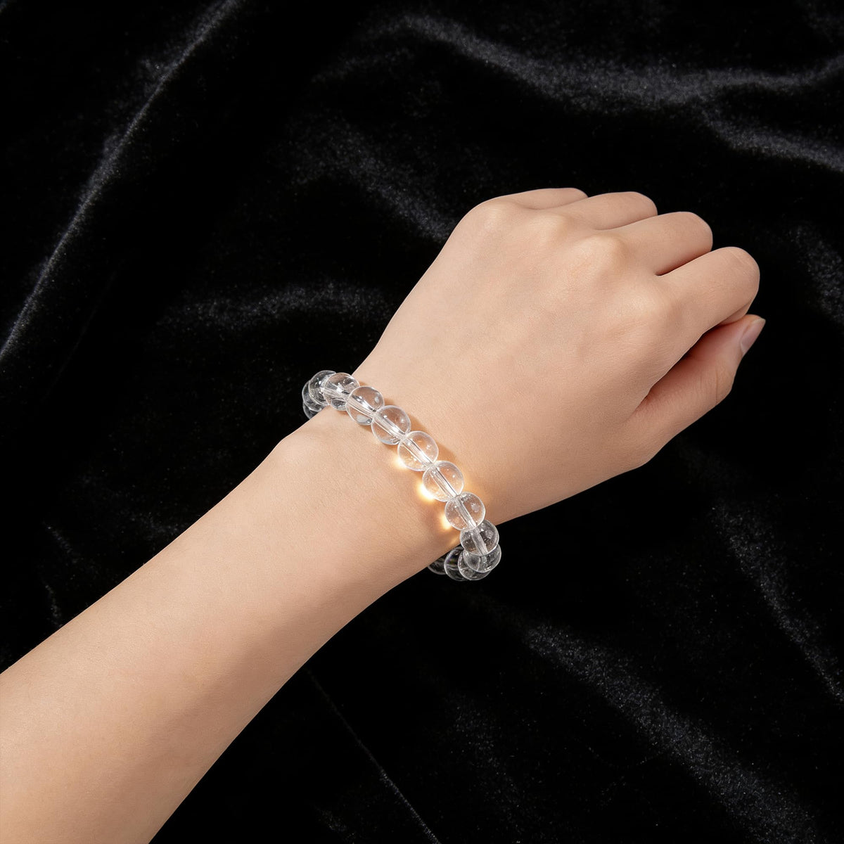 Cryhand Female 8mm Crystal Beaded Bracelets For Women Clear Quartz Bracelet for Men Handmade Lucky Money Stretchy Crystal Bracelets Best Gifts