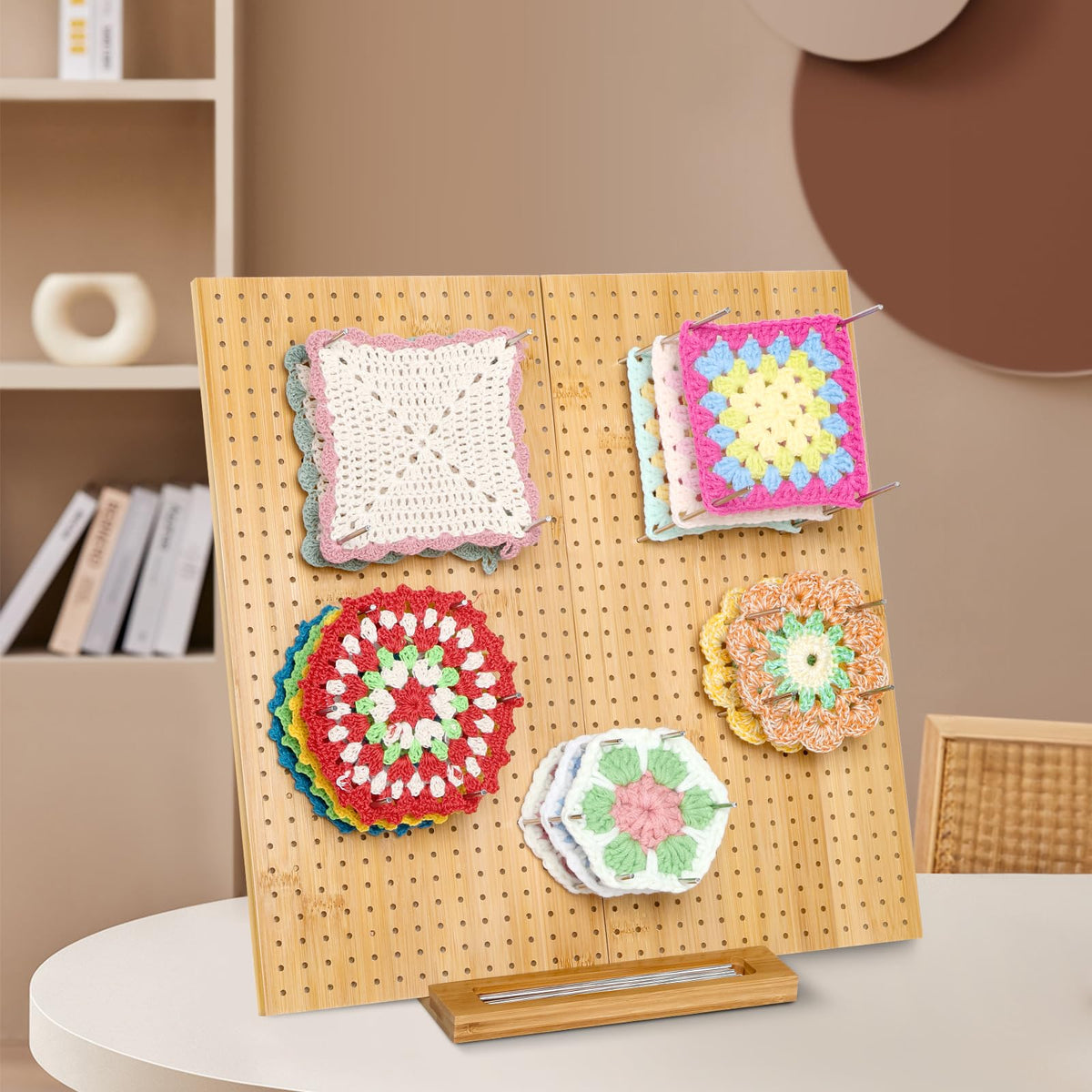 Tatiwoo 15.4" Foldable Blocking Board, Large Blocking Board for Crocheting Knitting with 30 Pcs Pin/Peg, Granny Square Blocking Boards for Wooden Knitting Blocking Board Crochet Projects