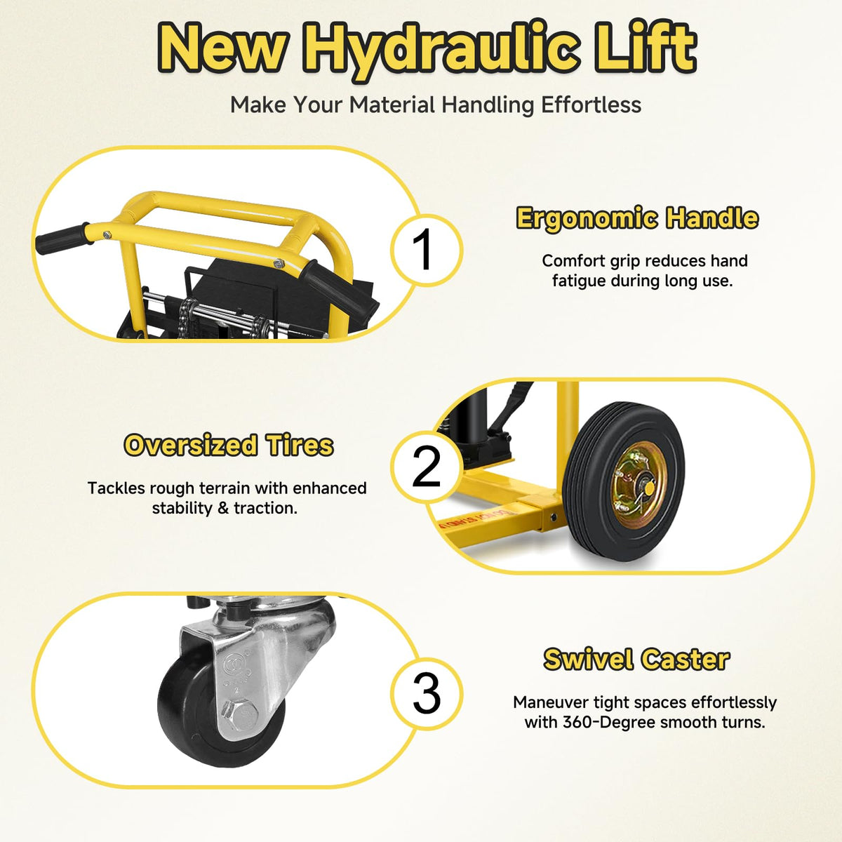 Hydraulic Lift Table Cart, 480 Lbs Capacity 35" Max Lift Heavy-Duty Hydraulic Material Lift, Portable Steel Platform Lift Cart w/ 9" Swivel Casters, Hydraulic Pallet Jack Table for Material Handling
