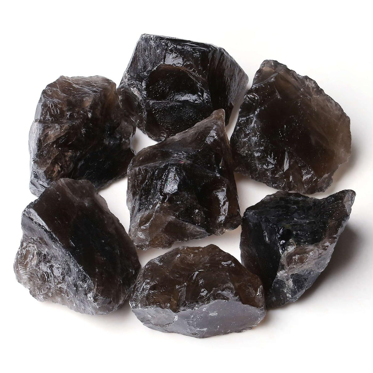 LAIDANLA 2" Smoky Quartz Natural Rough Stones Crystal Large Raw Crystals Bulk Healing Cuarzo Gemstones for Reiki Healing Tumbling Fountain Rocks Wire Wrapping Decoration 4PCS 0.5lb