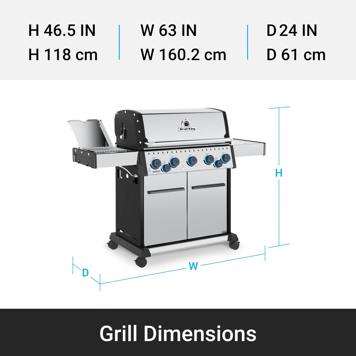 Broil King 678347 Baron S 590 Pro IR 5-Burner Pellet Ready Natural Gas Grill in Stainless Steel with Infrared Side Burner and Rear Rotisserie Burner