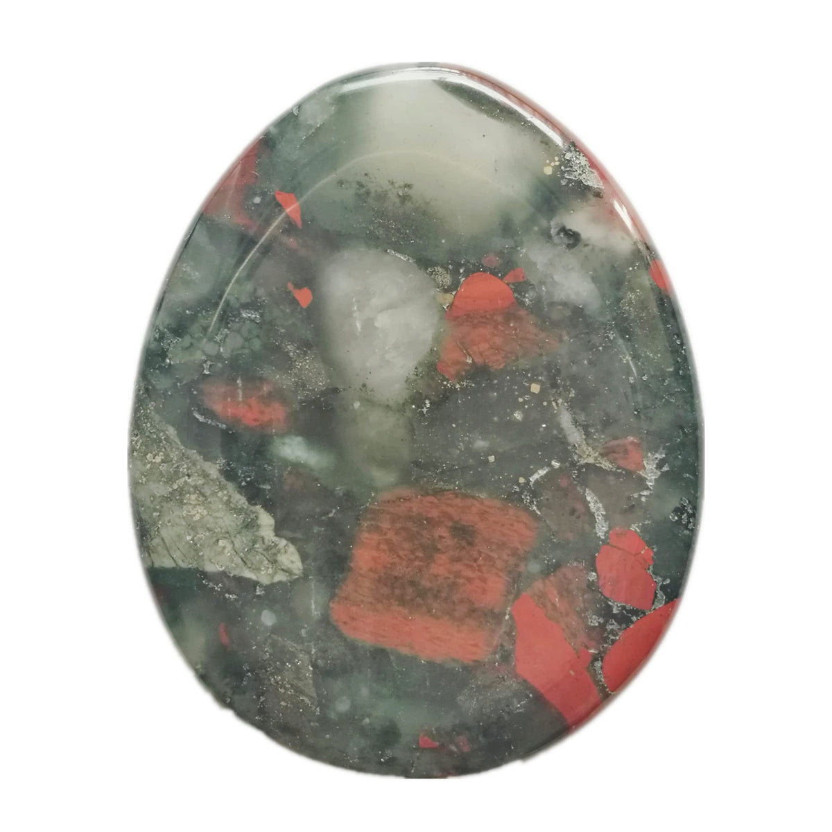 Bacatgem Natural African Bloodstone Water Drop Chakra Thumb Worry Stone,Stress Relax Healing Reiki Crystal Pocket Palm Stones
