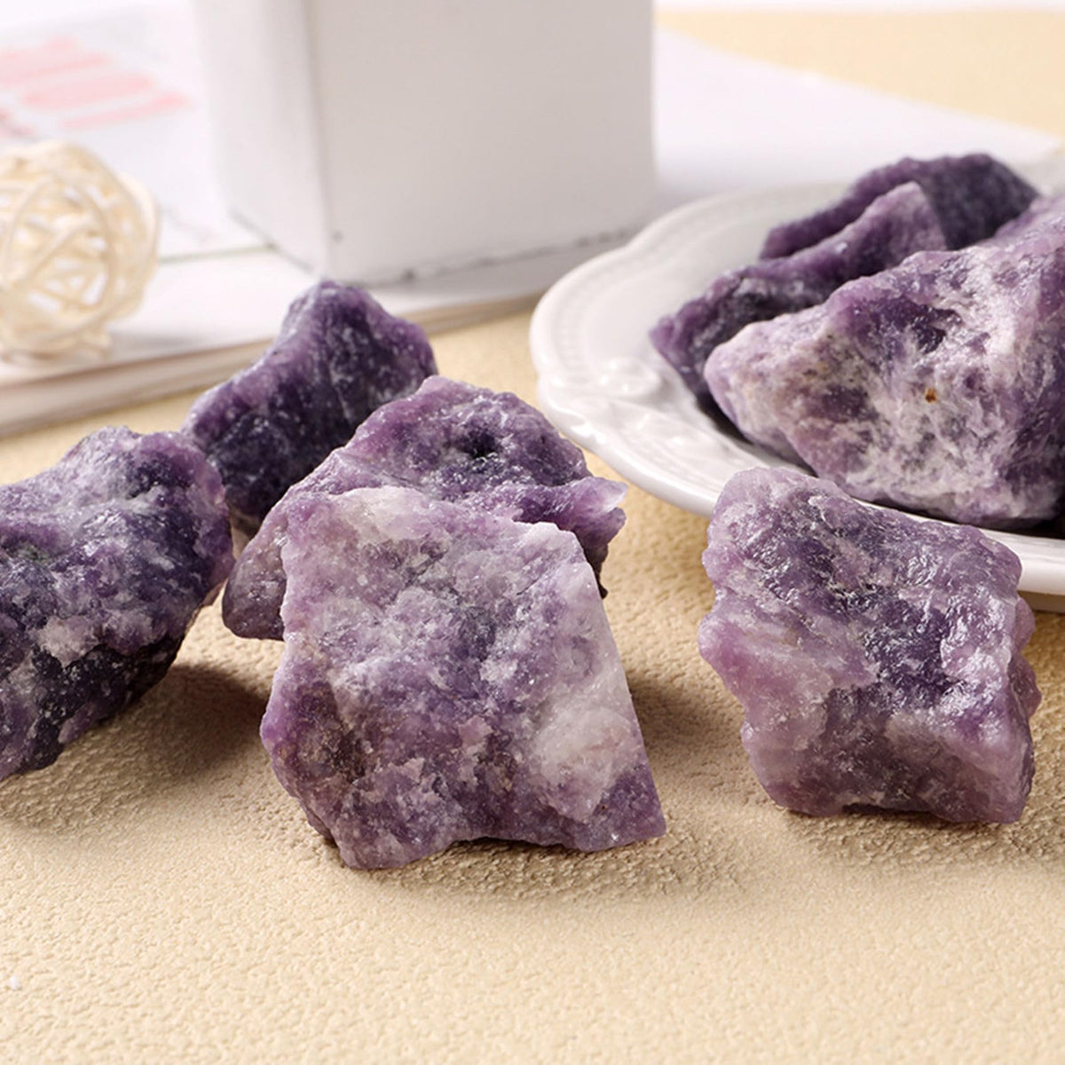 Purple Lilac Mica Raw Crystals Healing Crystals Natural Rough Stones 1.2-2" for Tumbling, Fountain Rocks, Yoga, Meditation, Polishin, Gift 33