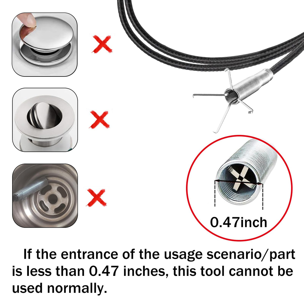 Drain Snake，116" Flexible Grabber Claw Tool Reacher Drain Snake Hair Drain Clog Remover for Toilet Sewer Shower Kitchen Bathroom Tub Clogged Drains Opener Cleaning Tool