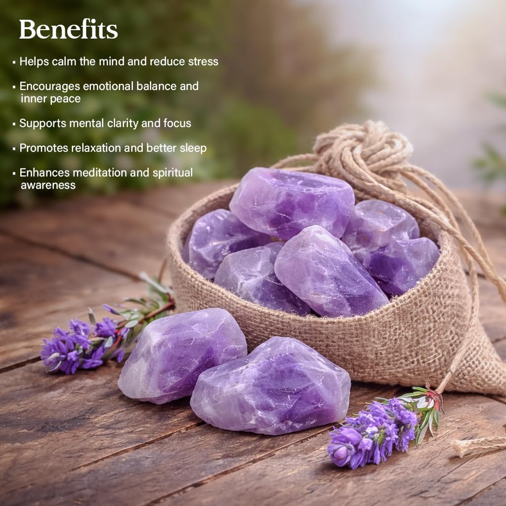 Crocon 1LB Amethyst Rough Bulk Natural Stone Raw stone Tumbling Cabbing Polishing Mining Chakra Balancing Reiki Healing Good Luck Home Office Decor