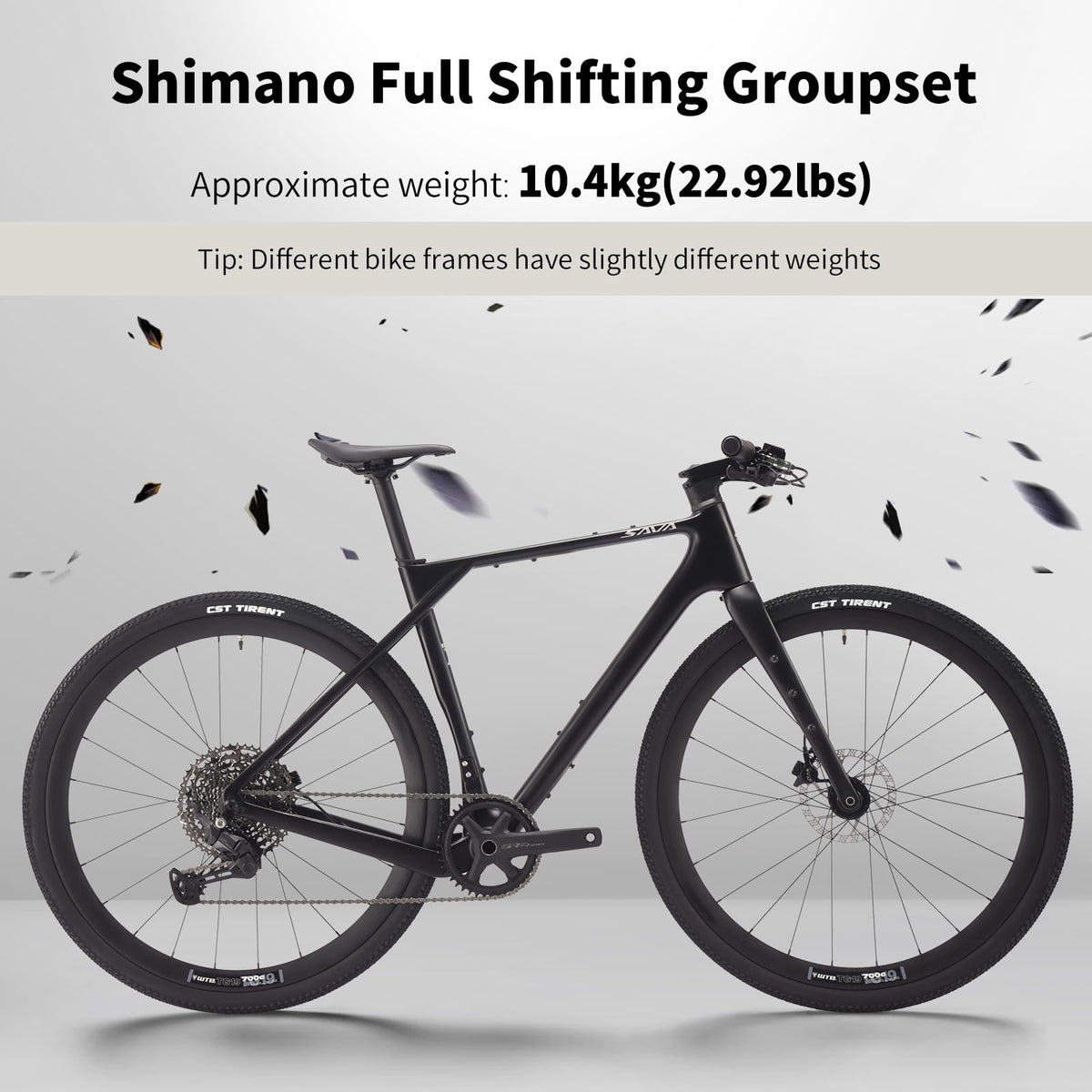 SAVADECK Carbon Gravel Bike - T800 Carbon Frame & Fork | Shimano U6000 11-Speed Groupset | Hydraulic Disc Brakes | 700CX40mm All-Terrain Tires | Men & Women Road/Off-Road Bicycle (Black, 55cm)