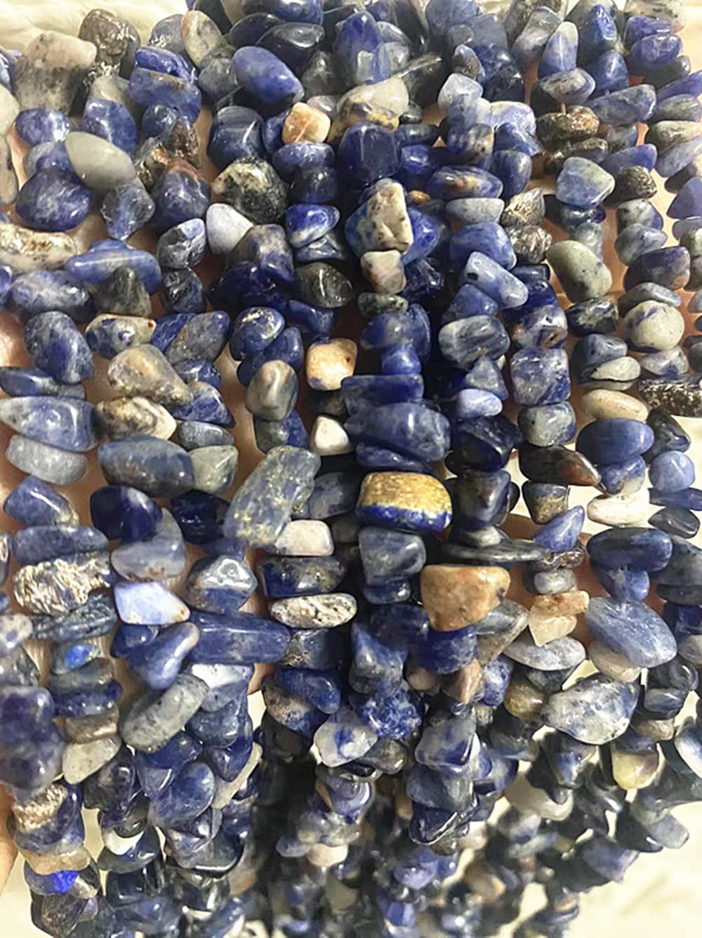 jodaying 7-8mm Natural Blue Sodalite Gemstone Chips Healing Gravel Bracelets Necklace Kit Irregular Tumble Stone Beads DIY Crafts Design Jewelry Making 32"