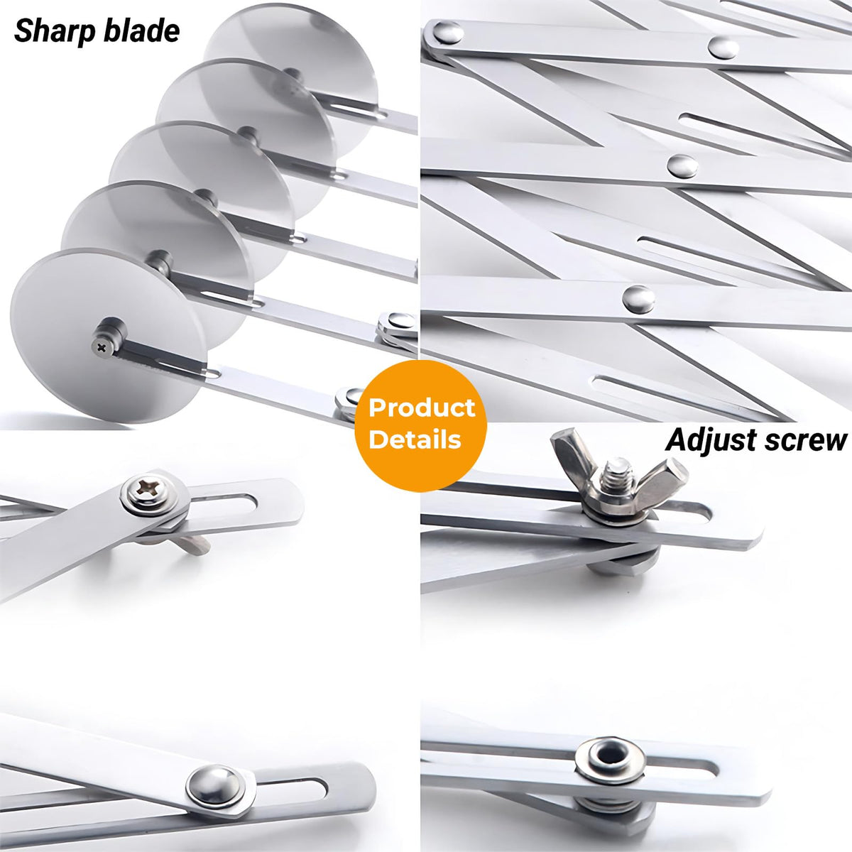 5 Wheel Pastry Cutter, Stainless Steel Pizza Slicer, Expandable Dough Cutter, Multi-Round Pastry Knife, Baking Cutter Roller Cookie Ravioli Cutter Wheel Divider