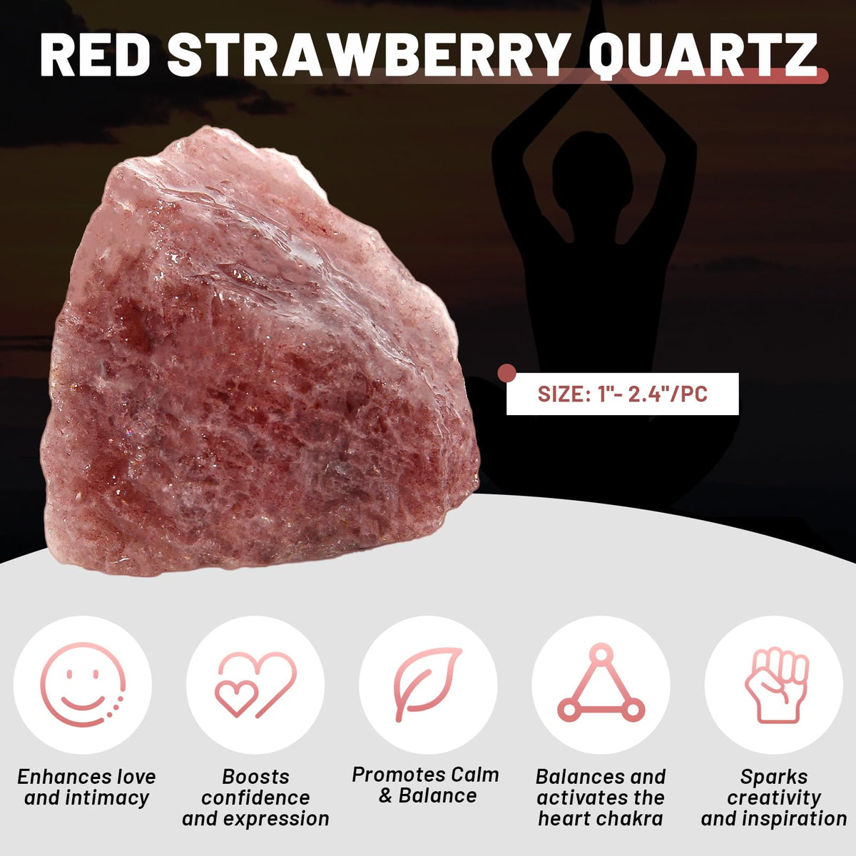 1.1lb Bulk Raw Red Strawberry Quartz Rough Crystal-Natural Red Strawberry Quartz Raw Stones Crystal for Tumbling, Cabbing, Decoration, Polishing, Wire Wrapping, Wicca & Reiki Crystal Healing